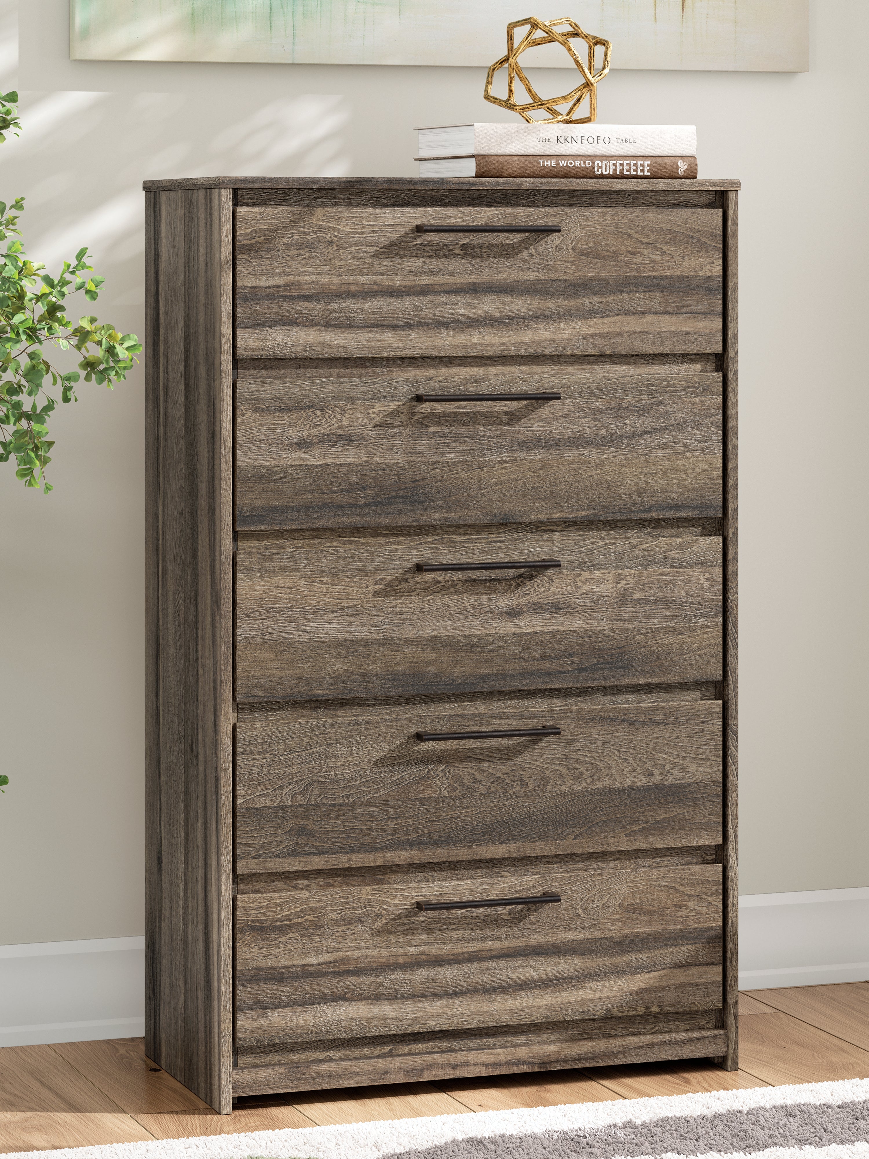 Warmstead Furniture - Ashley Furniture - Elbrim Bedroom - Five Drawer Chest / Brown - PCB2005-46