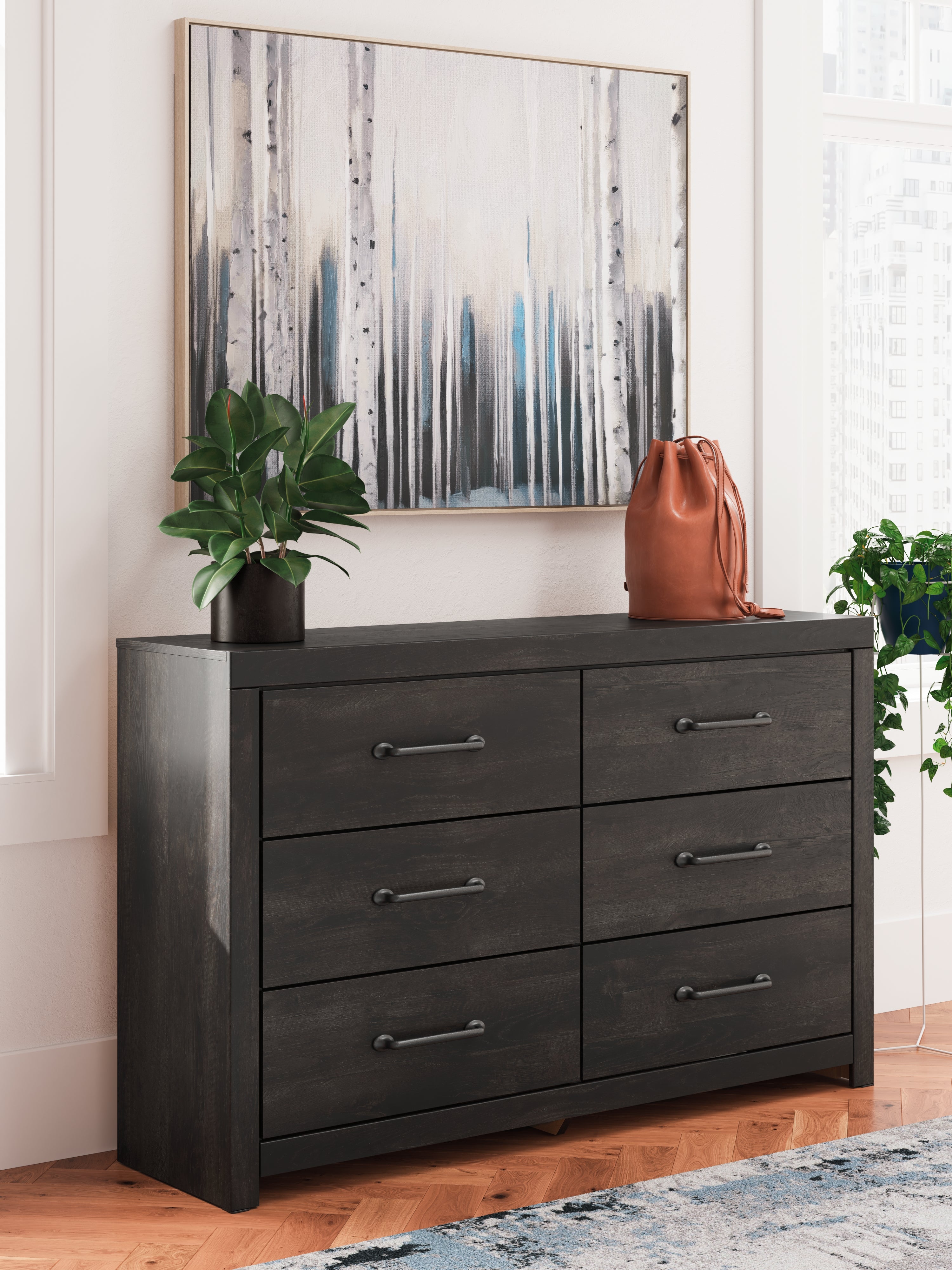 Warmstead Furniture - Ashley Furniture - Hollivern Bedroom - Six Drawer Dresser / Dark Gray - PCB2108-31