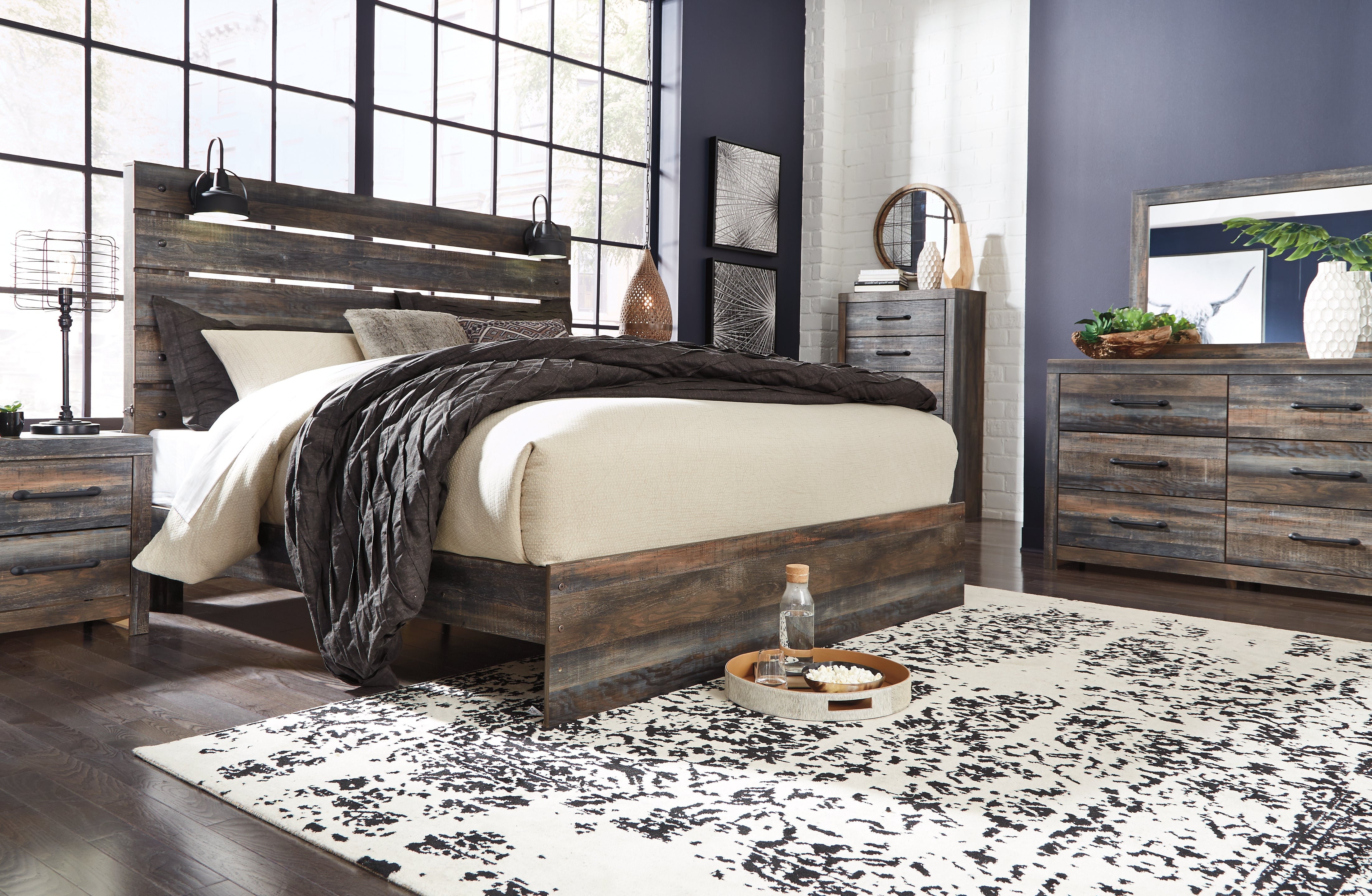 Warmstead Furniture - Ashley Furniture - Drystan Bedroom - King Panel Bed / Multi - B211B14