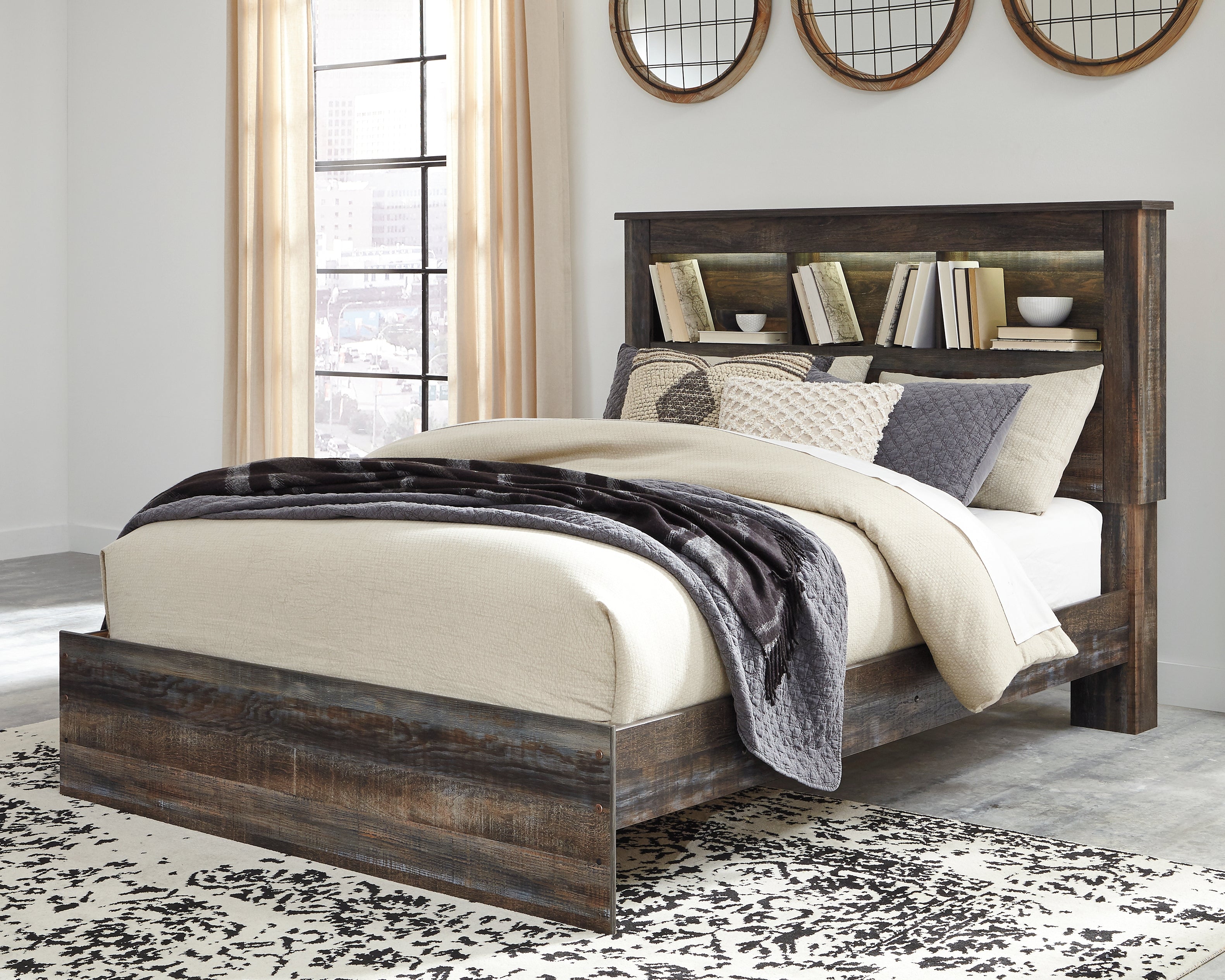 Warmstead Furniture - Ashley Furniture - Drystan Bedroom - Queen Bookcase Bed / Multi - B211B16