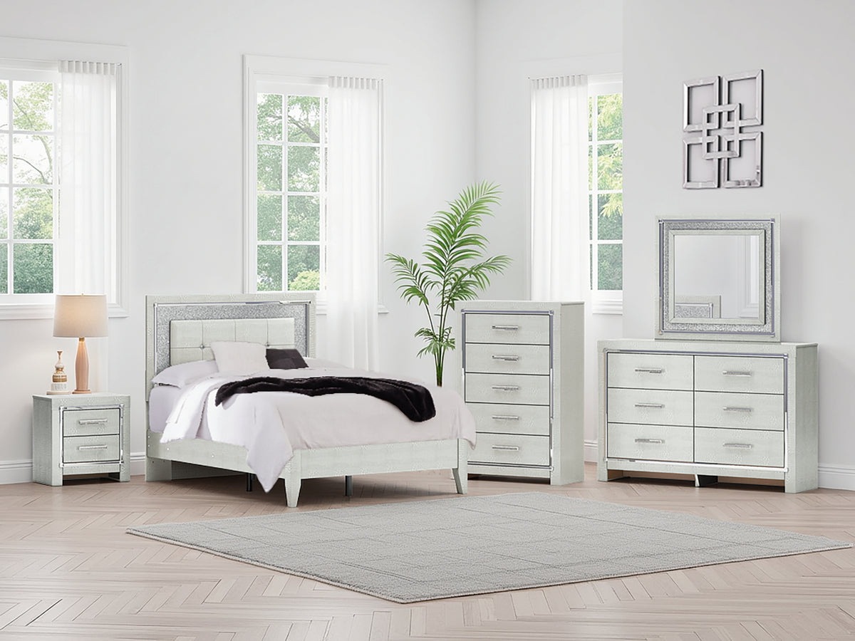 Warmstead Furniture - Ashley Furniture - Zyniden Bedroom - Full Upholstered Panel Bed / Silver - B2114B4