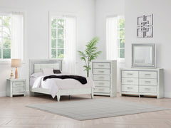 Warmstead Furniture - Ashley Furniture - Zyniden Bedroom - Full Upholstered Panel Bed / Silver - B2114B4