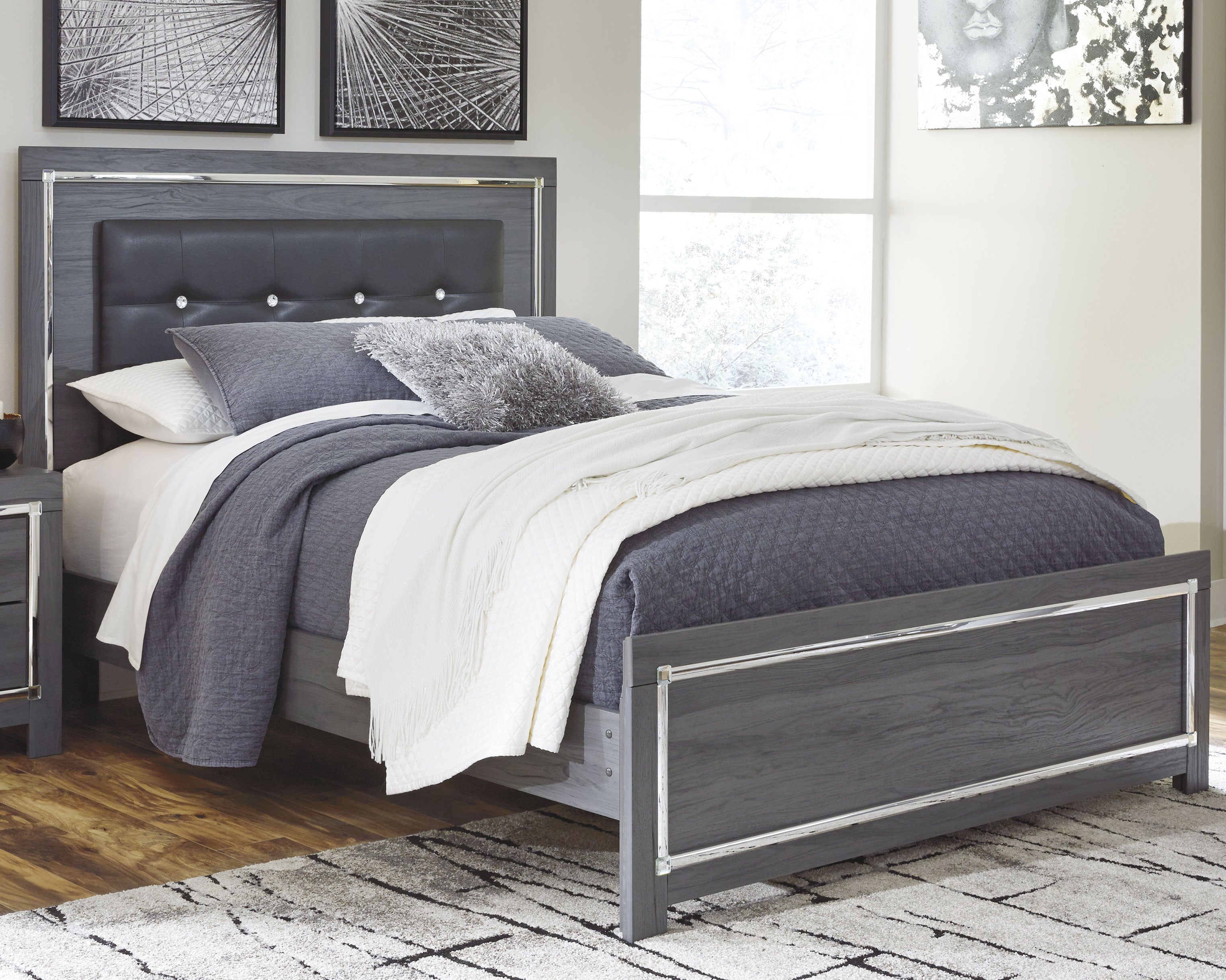 Warmstead Furniture - Ashley Furniture - Lodanna Bedroom - Queen Panel Bed / Gray - B214B2