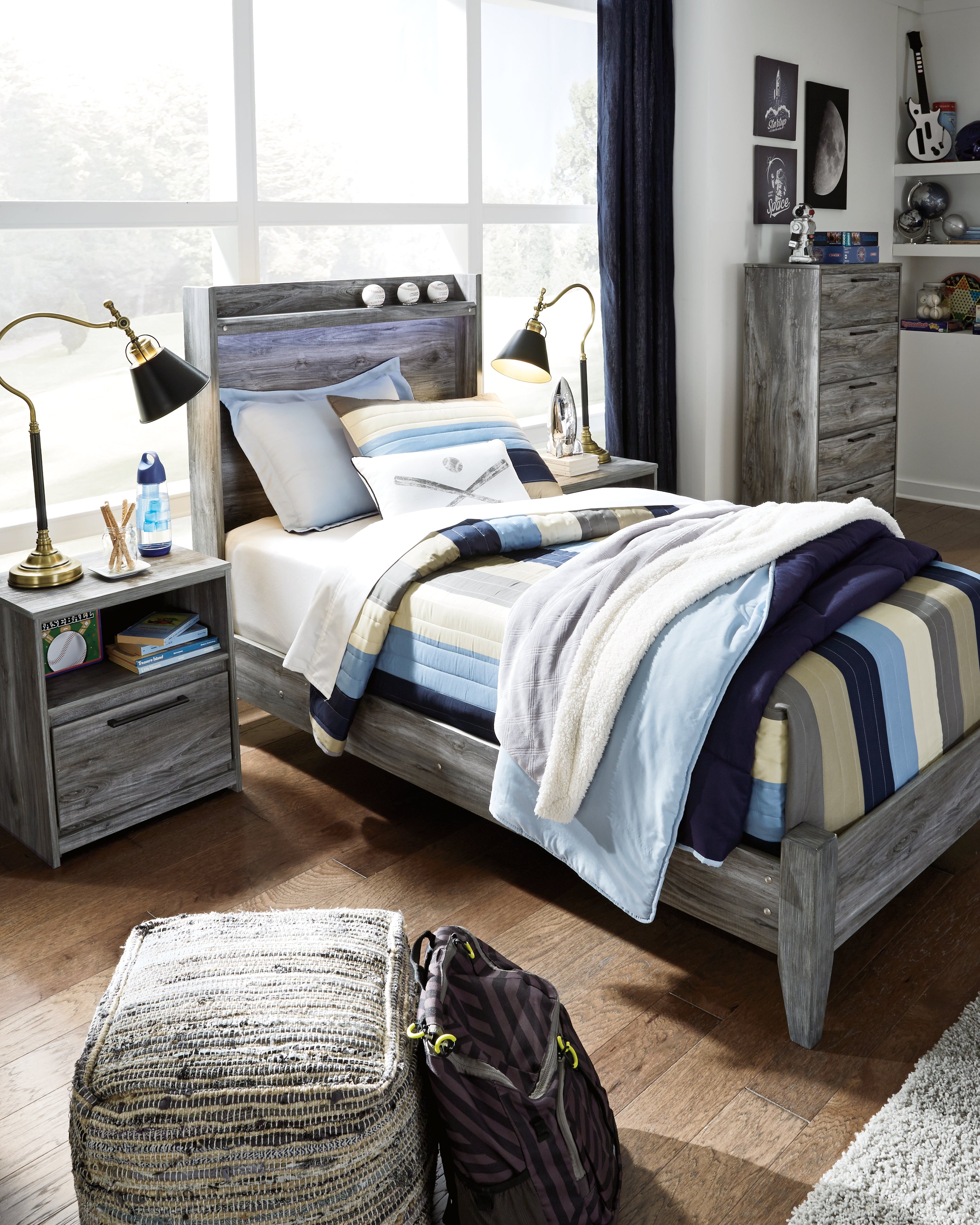 Warmstead Furniture - Ashley Furniture - Baystorm Bedroom - Twin Panel Bed / Gray - B221B20