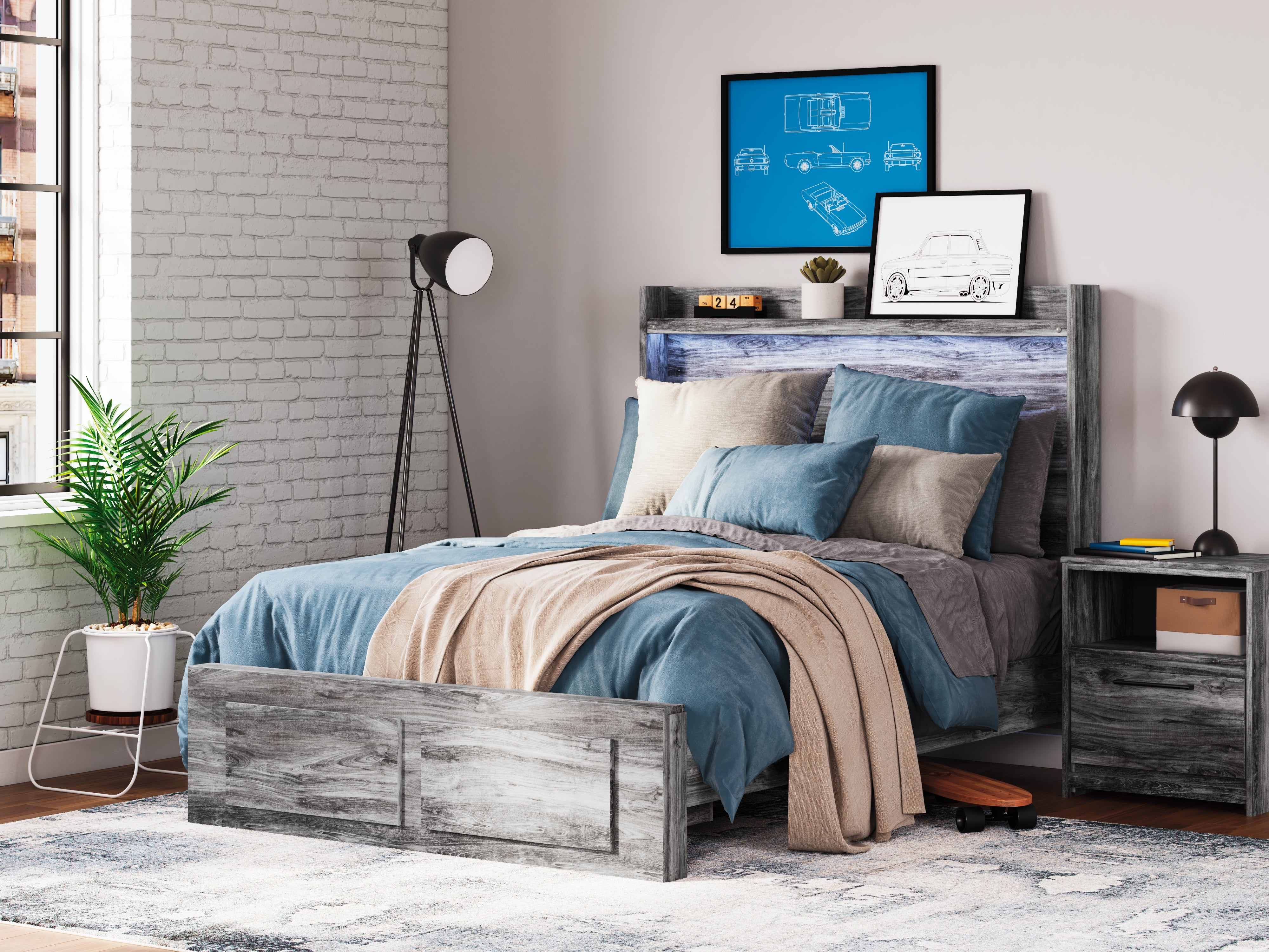 Warmstead Furniture - Ashley Furniture - Baystorm Bedroom - Full Panel Bed with 2 Storage Drawers / Gray - B221B34