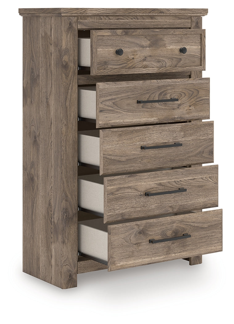 Warmstead Furniture - Ashley Furniture - Rusticott Bedroom - Five Drawer Chest / Brown - PCB2260-46