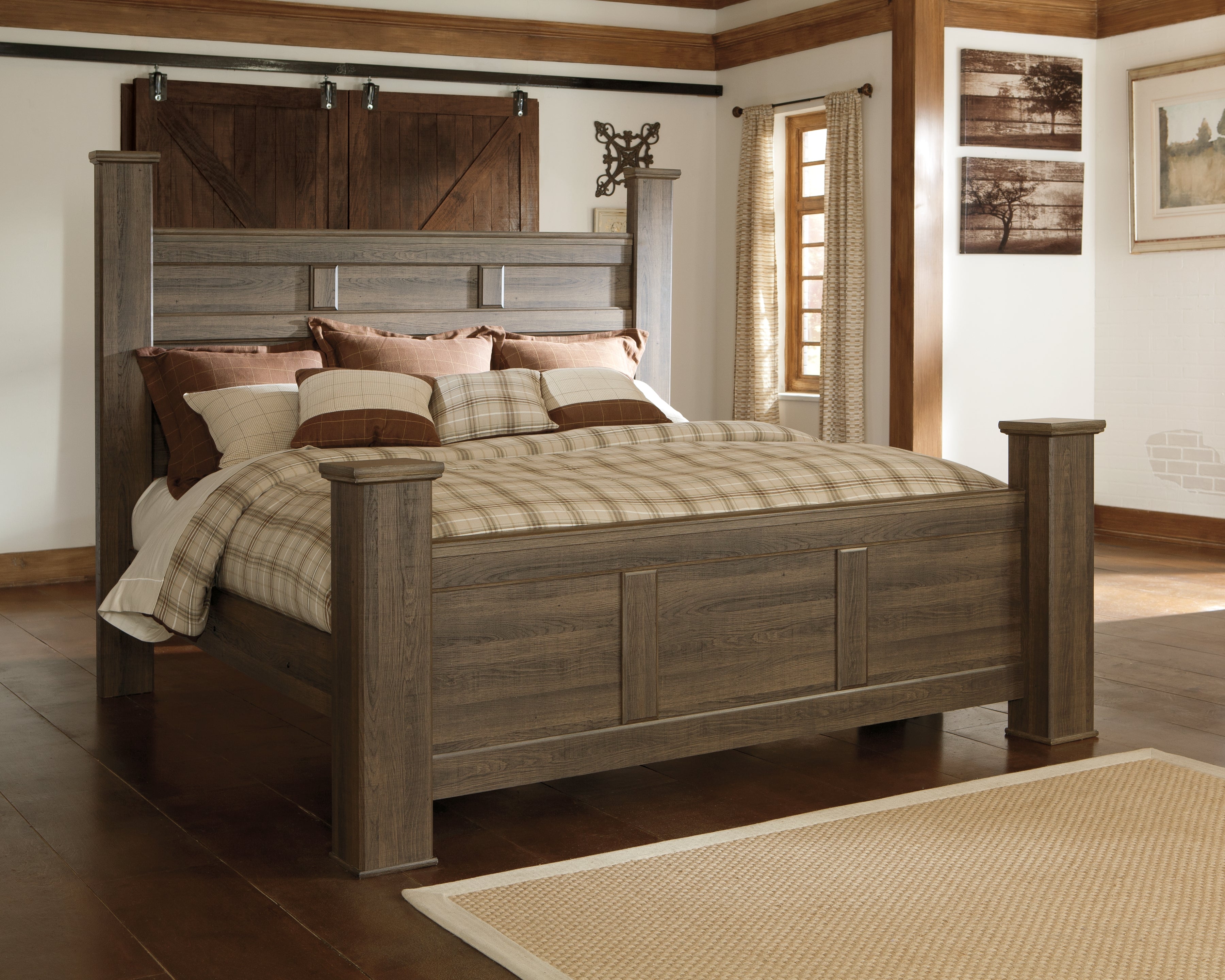 Warmstead Furniture - Ashley Furniture - Juararo Bedroom - King Poster Bed / Dark Brown - B251B10