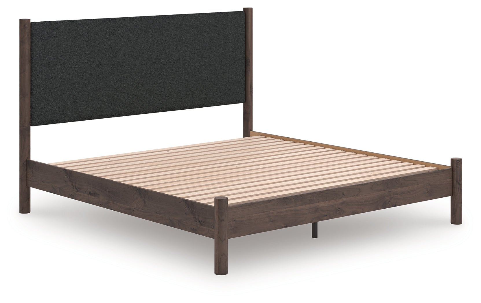 Warmstead Furniture - Ashley Furniture - Pamytta Bedroom - King Upholstered Panel Platform Bed / Brown - PCB2614B28