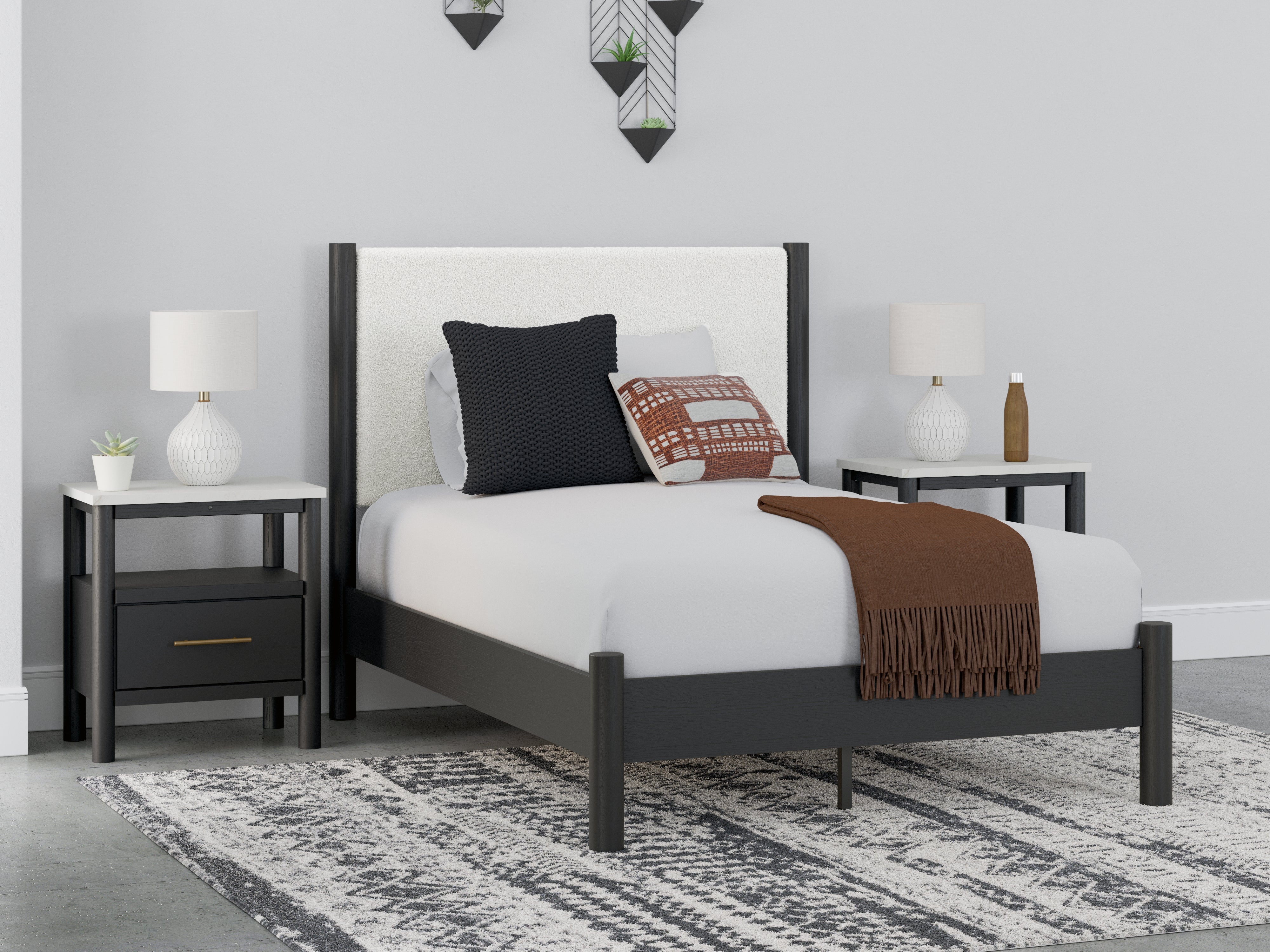 Warmstead Furniture - Ashley Furniture - Cadmori Bedroom - Full Upholstered Panel Bed / Black/White - B2616B3