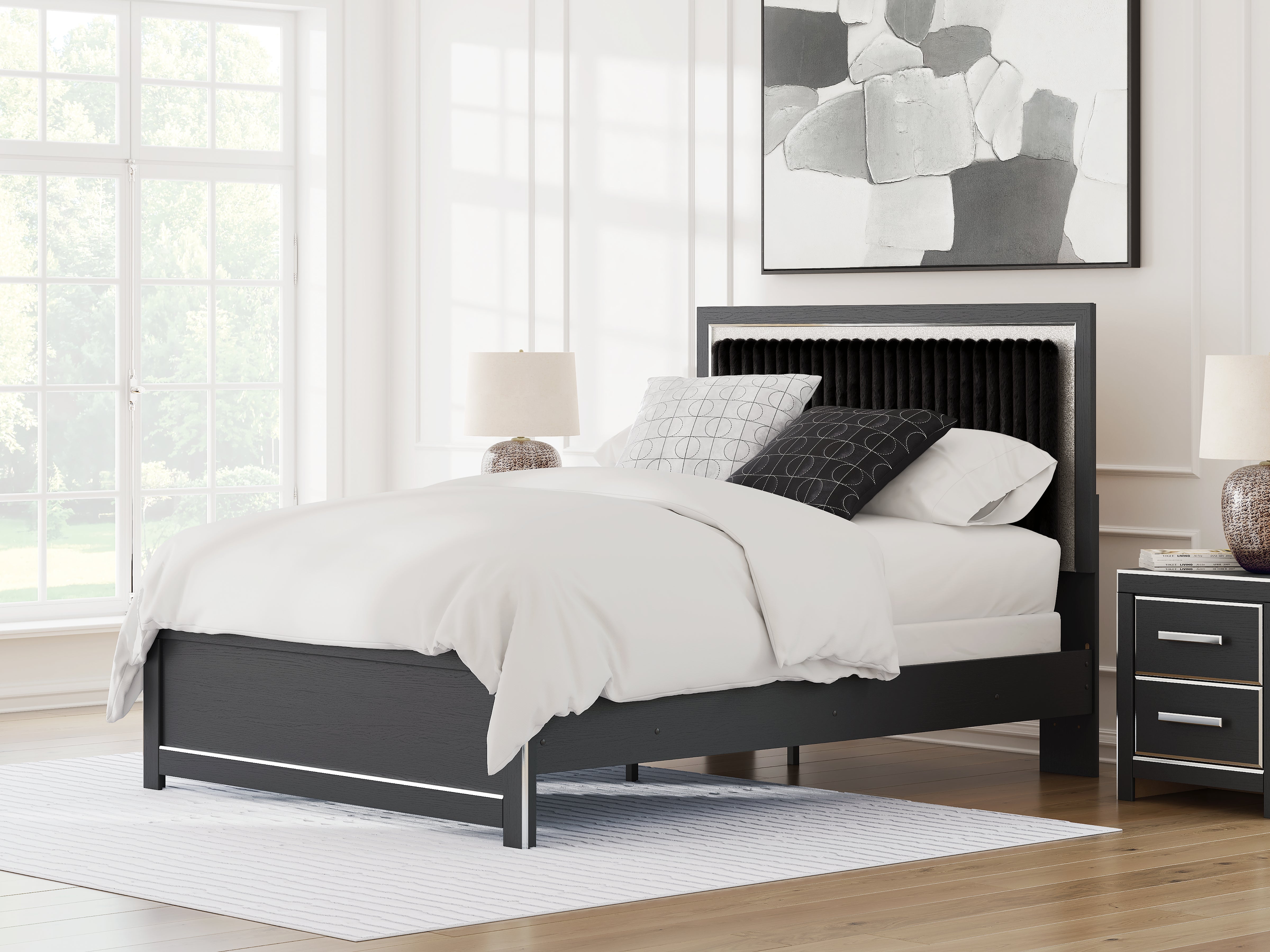 Warmstead Furniture - Ashley Furniture - Zuraleus Bedroom - Queen Upholstered Panel Bed / Black - PCB3380B6