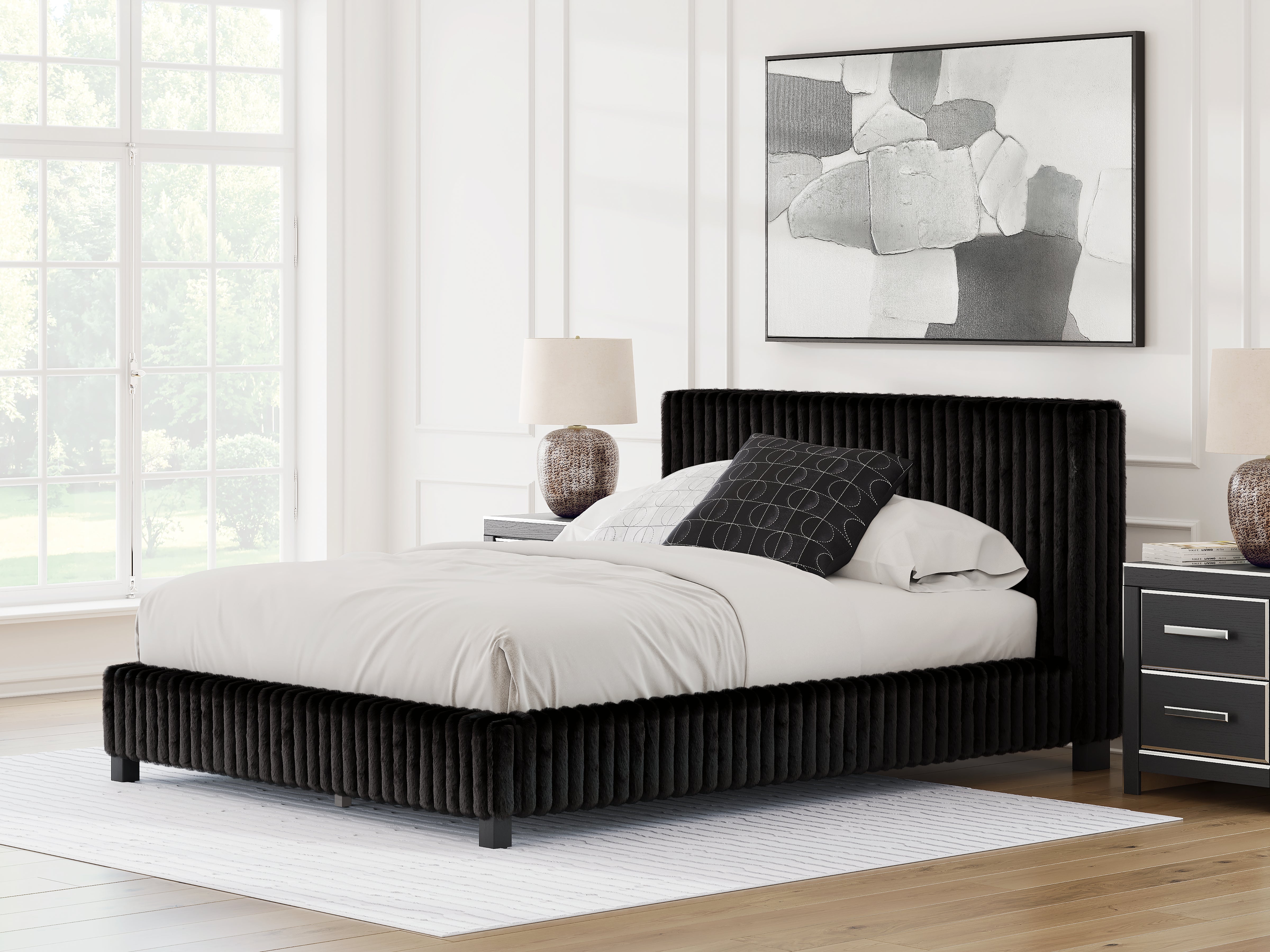Warmstead Furniture - Ashley Furniture - Zuraleus Bedroom - Queen Upholstered Bed / Black - PCB3380B8