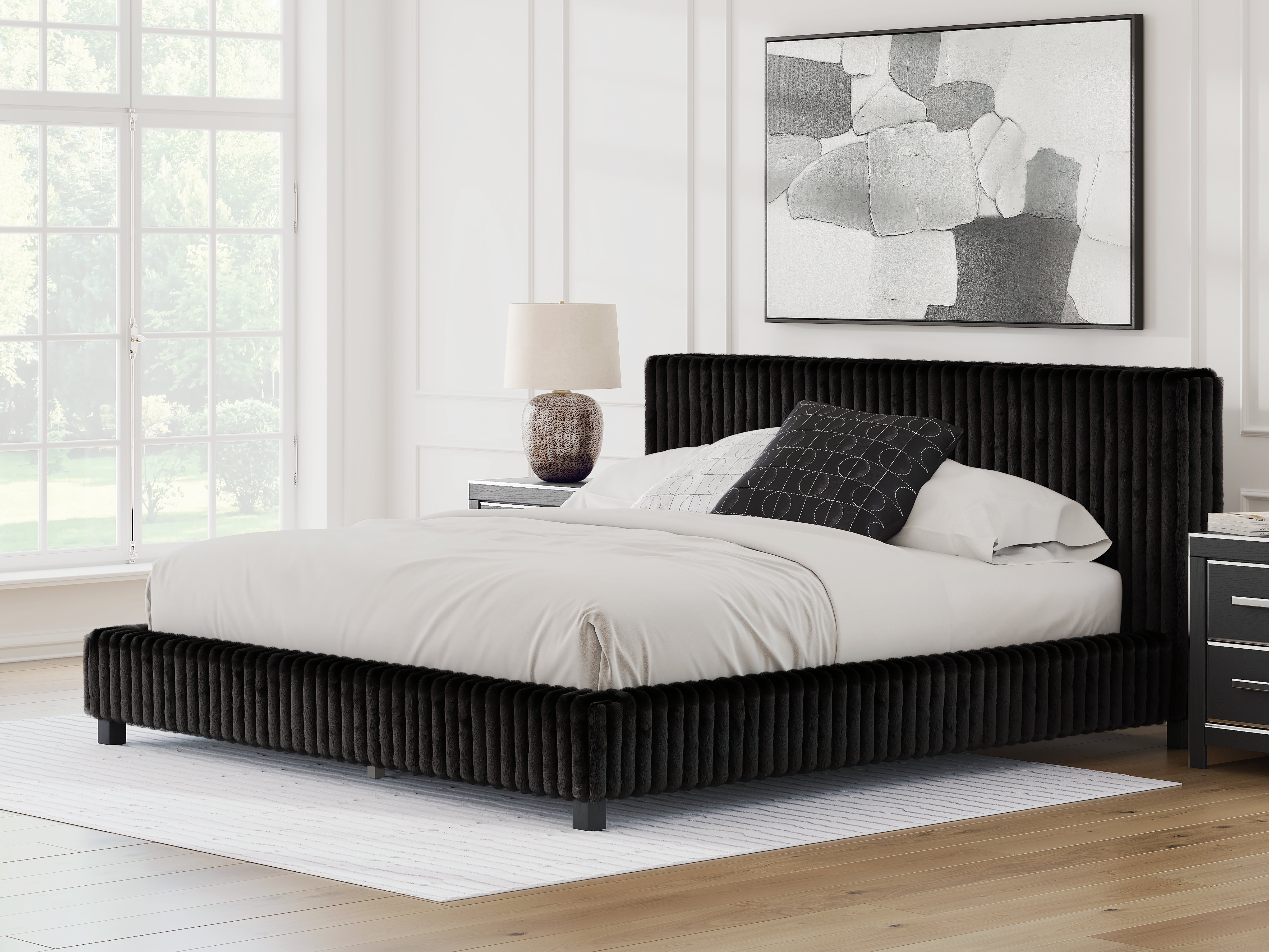 Warmstead Furniture - Ashley Furniture - Zuraleus Bedroom - King Upholstered Bed / Black - PCB3380B13
