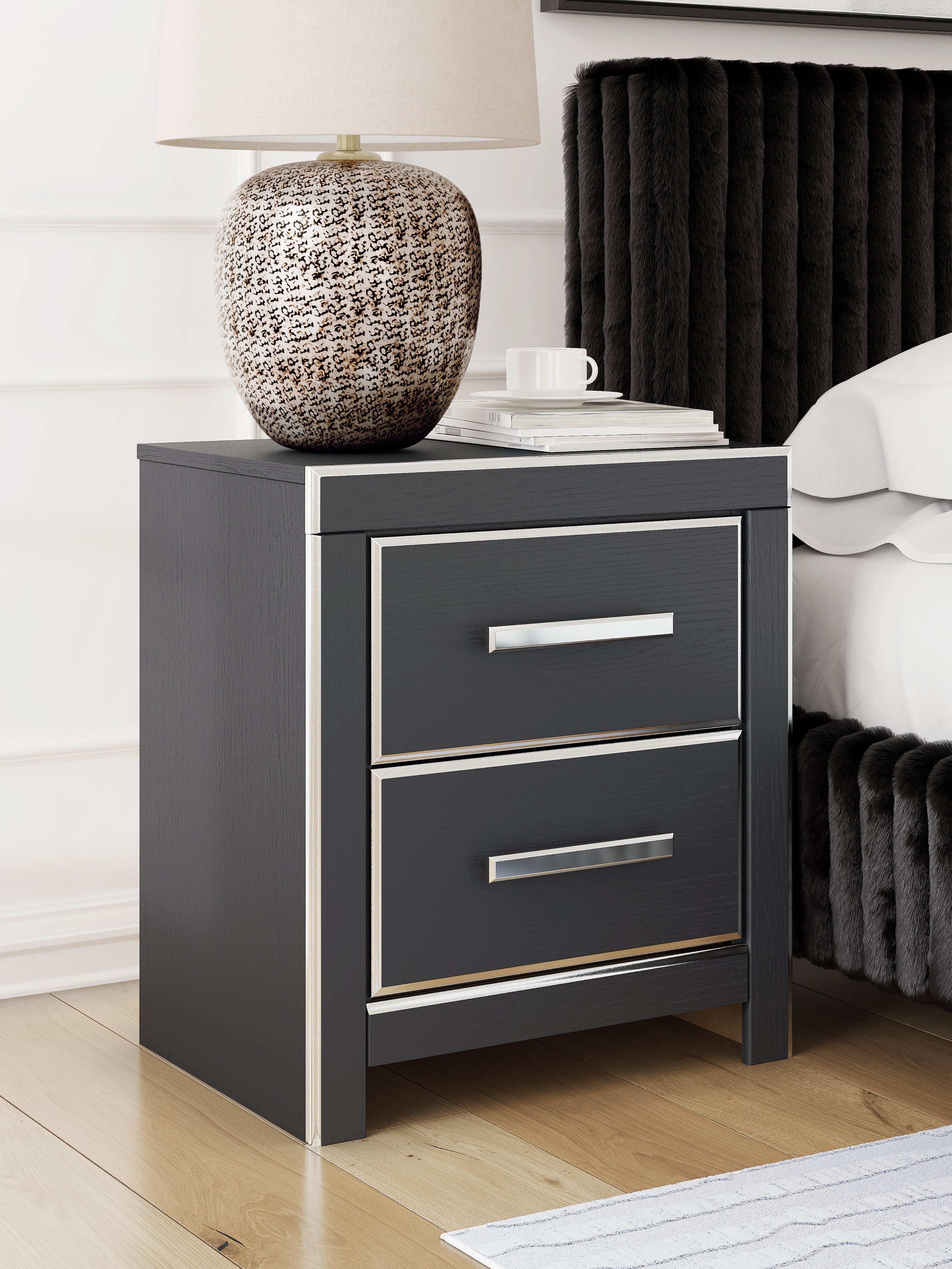Warmstead Furniture - Ashley Furniture - Zuraleus Bedroom - Two Drawer Night Stand / Black - PCB3380-92