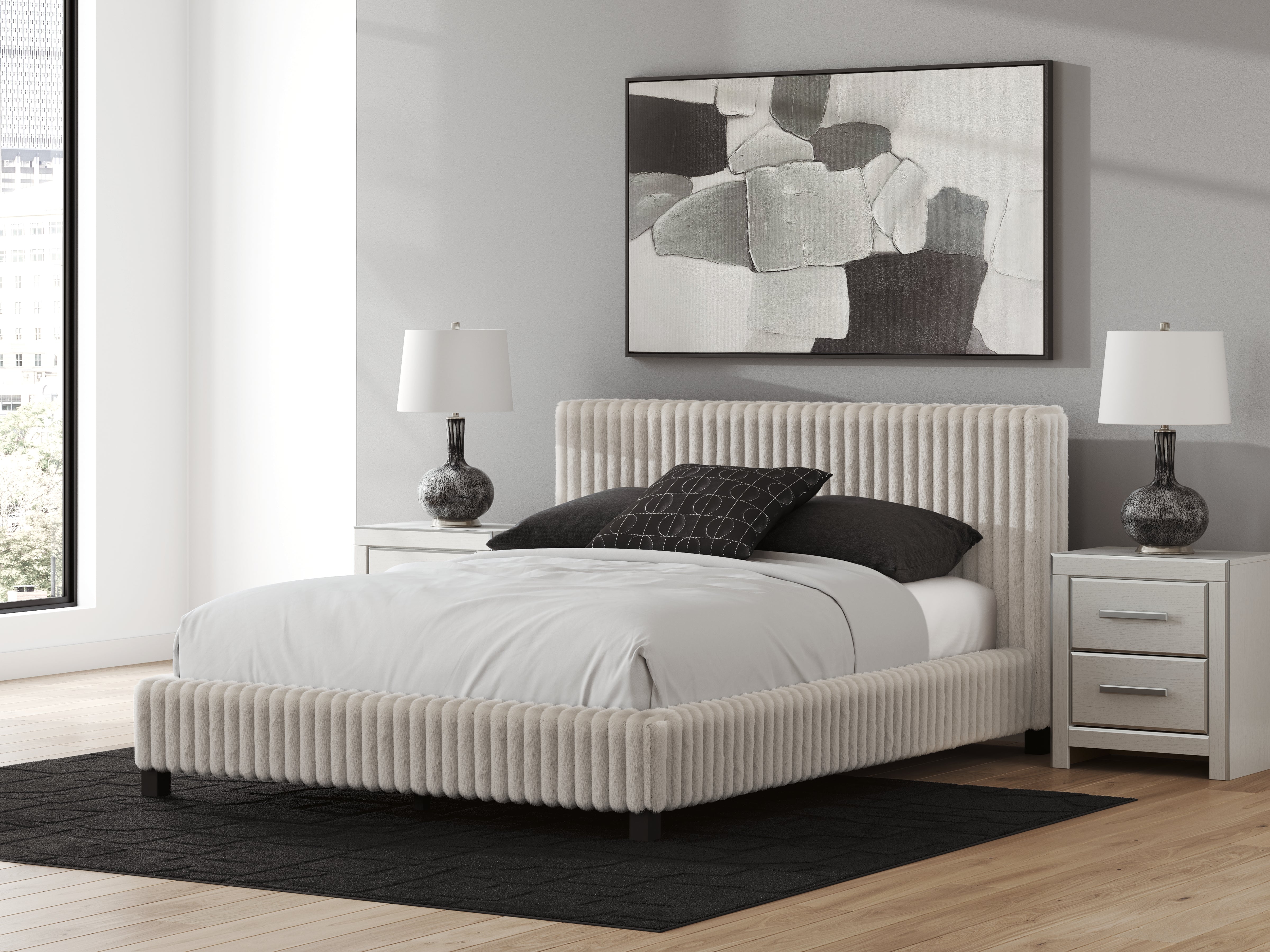 Warmstead Furniture - Ashley Furniture - Zuraleus Bedroom - Queen Upholstered Bed / White - PCB3381B11