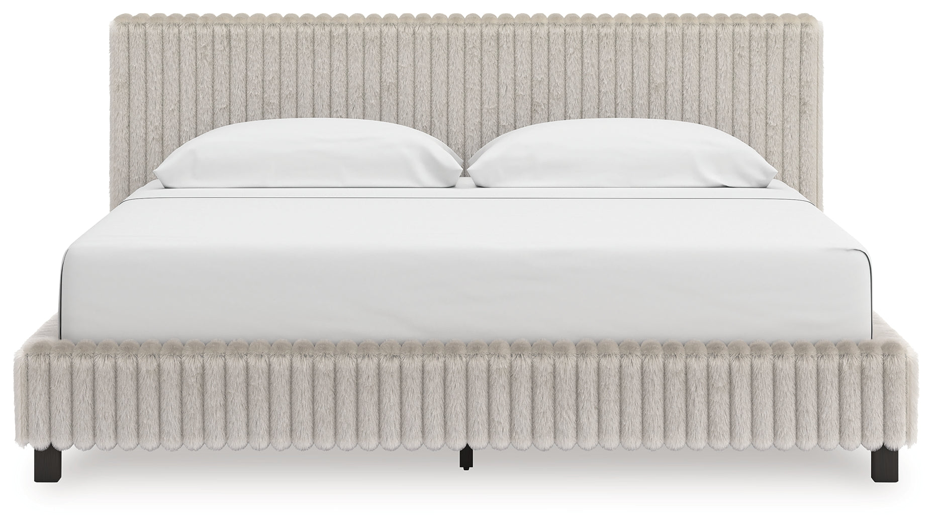 Warmstead Furniture - Ashley Furniture - Zuraleus Bedroom - King Upholstered Bed / White - PCB3381B13