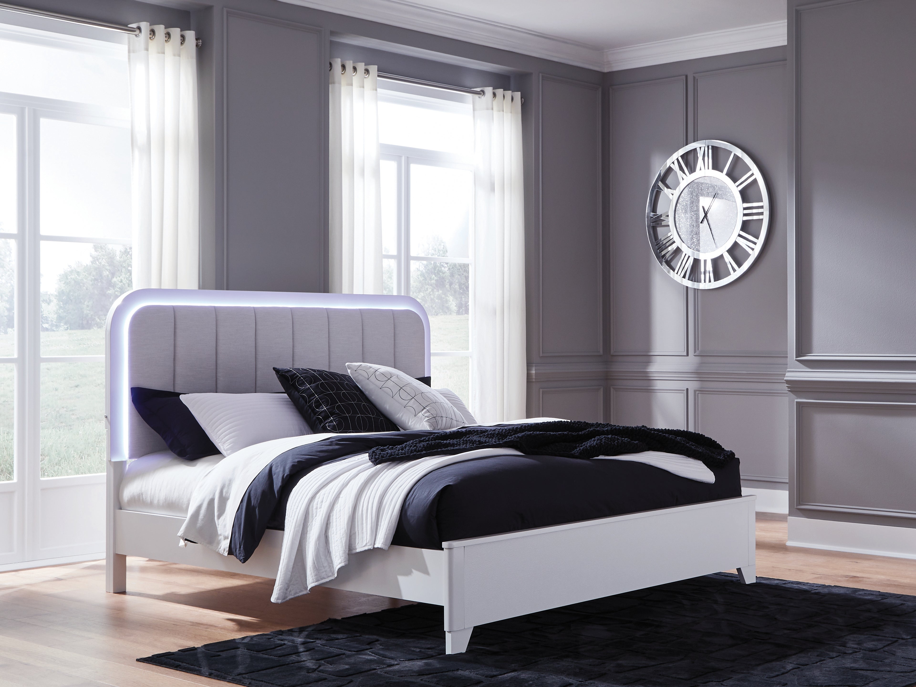 Warmstead Furniture - Ashley Furniture - Jarlee Bedroom - California King Upholstered Panel Bed / White - PCB392B5