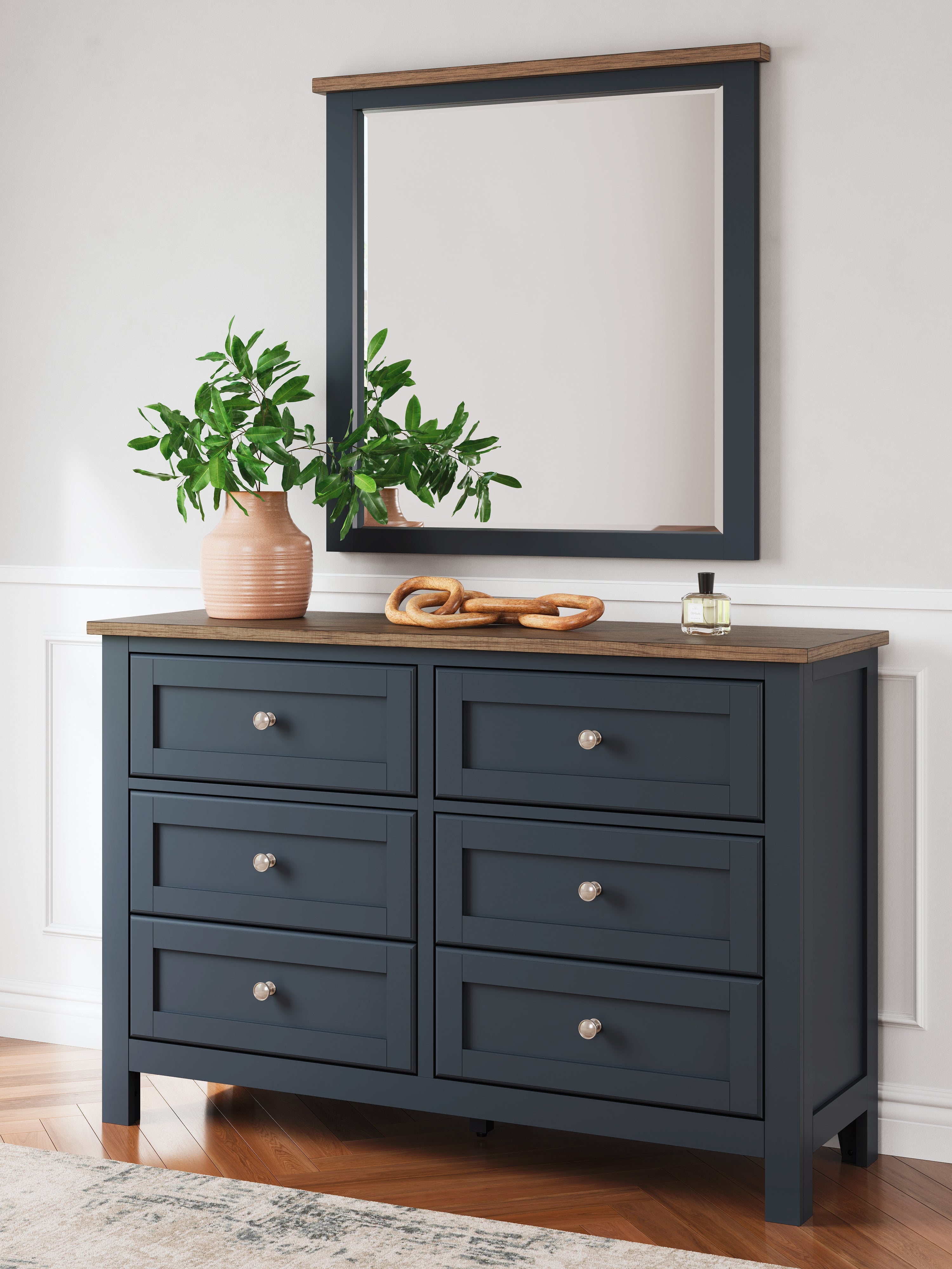 Warmstead Furniture - Ashley Furniture - Landocken Bedroom - Dresser and Mirror / Brown/Blue - B414B1