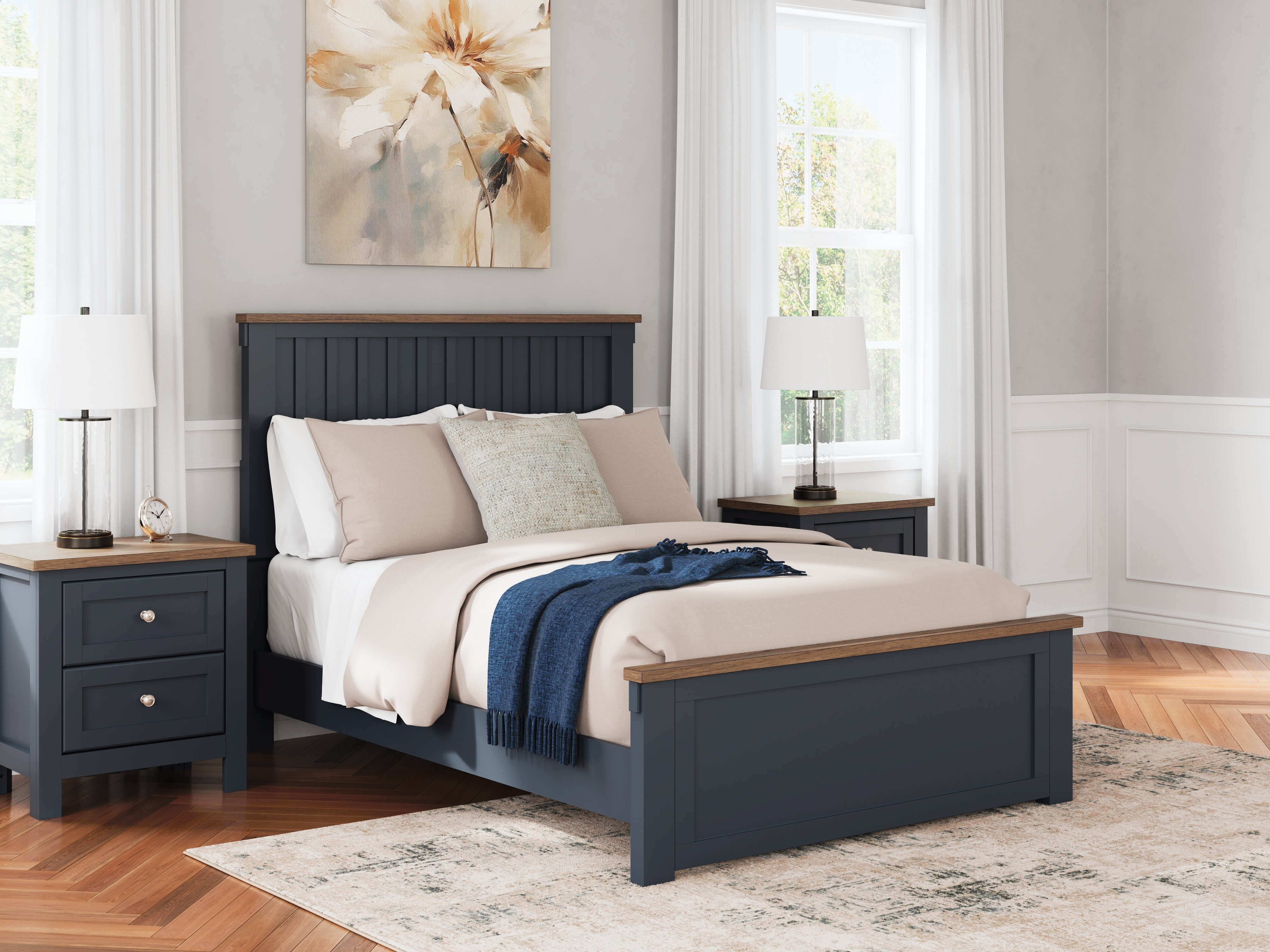 Warmstead Furniture - Ashley Furniture - Landocken Bedroom - Full Panel Bed / Brown/Blue - B414B3
