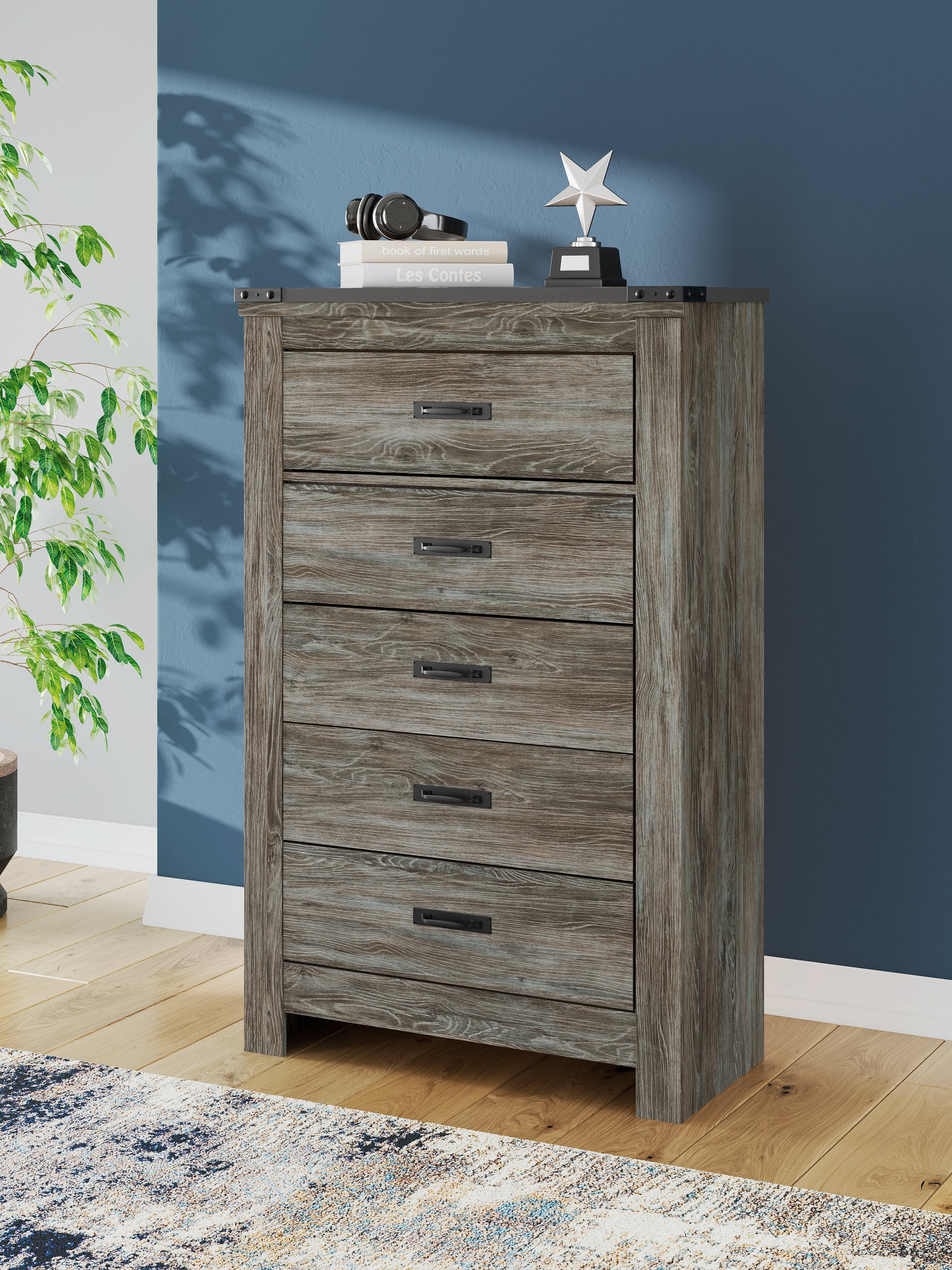 Warmstead Furniture - Ashley Furniture - Frandern Bedroom - Full Panel Bed with Storage / Black/Gray - B4480B24