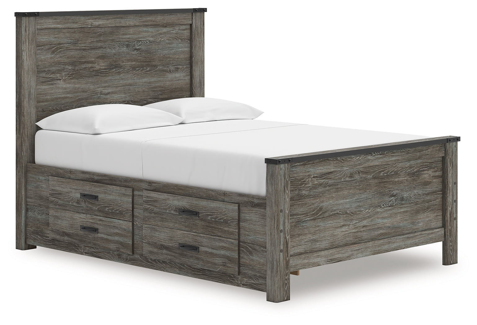 Warmstead Furniture - Ashley Furniture - Frandern Bedroom - Full Panel Bed with Storage / Black/Gray - B4480B24