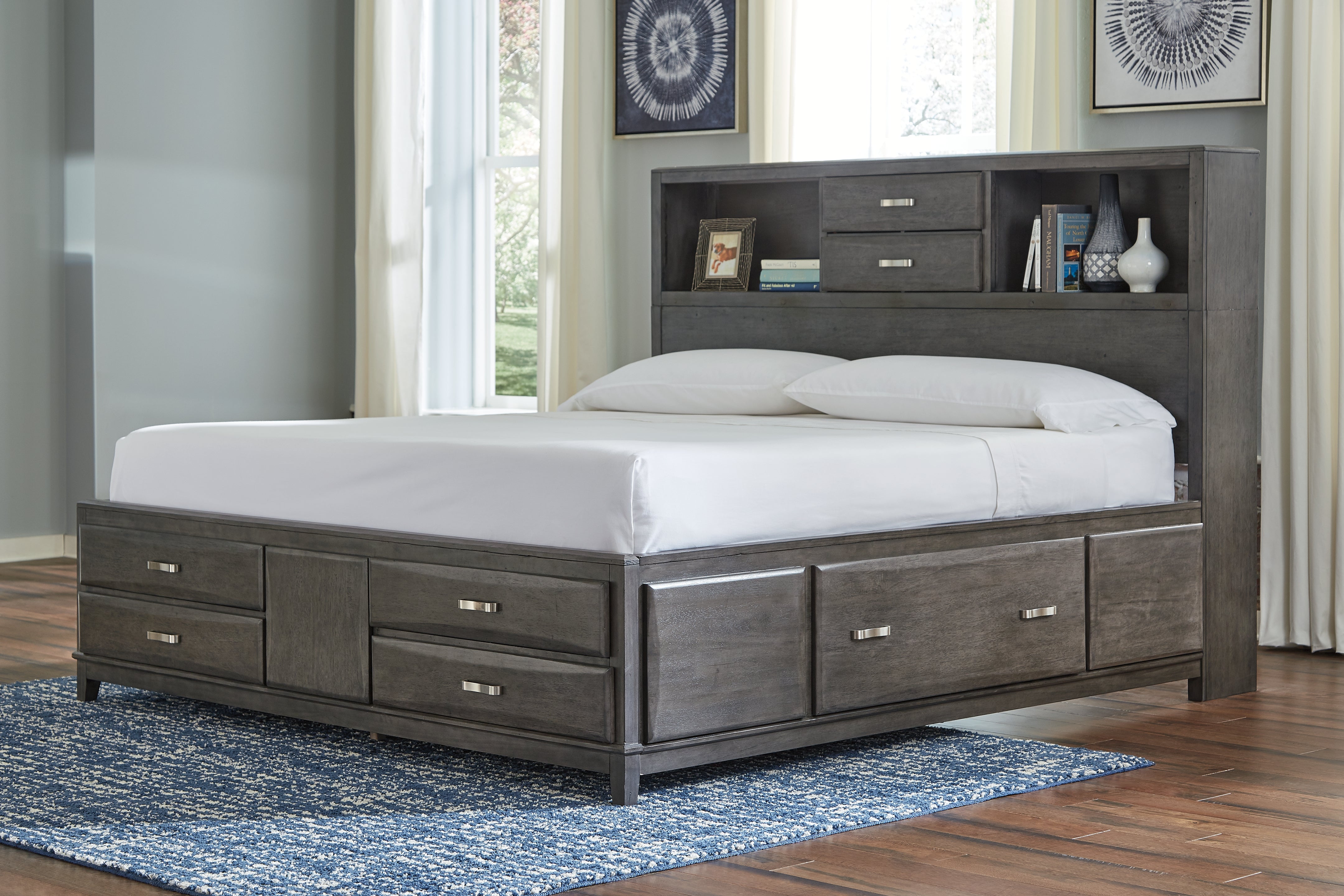 Warmstead Furniture - Ashley Furniture - Caitbrook Bedroom - Queen Storage Bed with 8 Drawers / Gray - B476B2