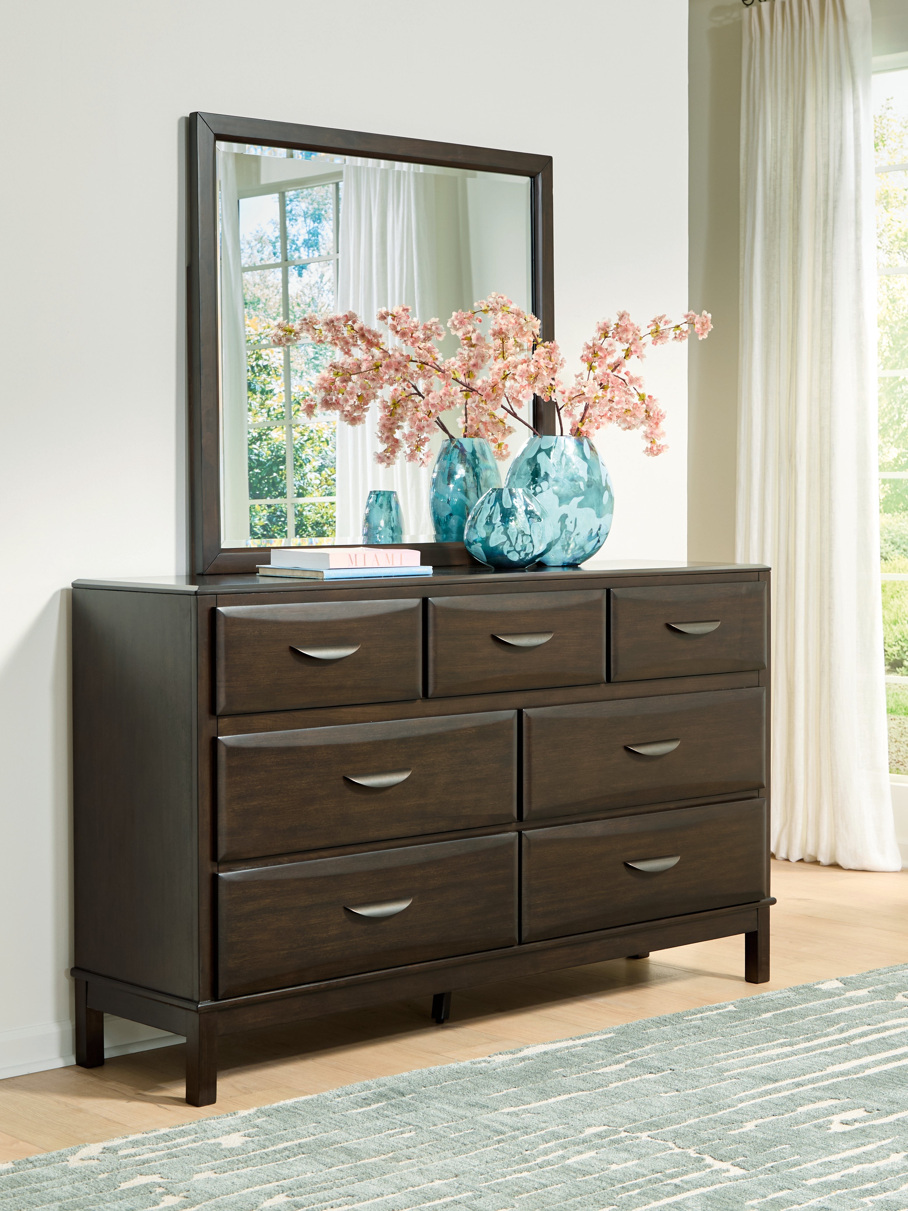 Warmstead Furniture - Ashley Furniture - Vanmore Bedroom - Dresser and Mirror / Dark Brown - B479B1