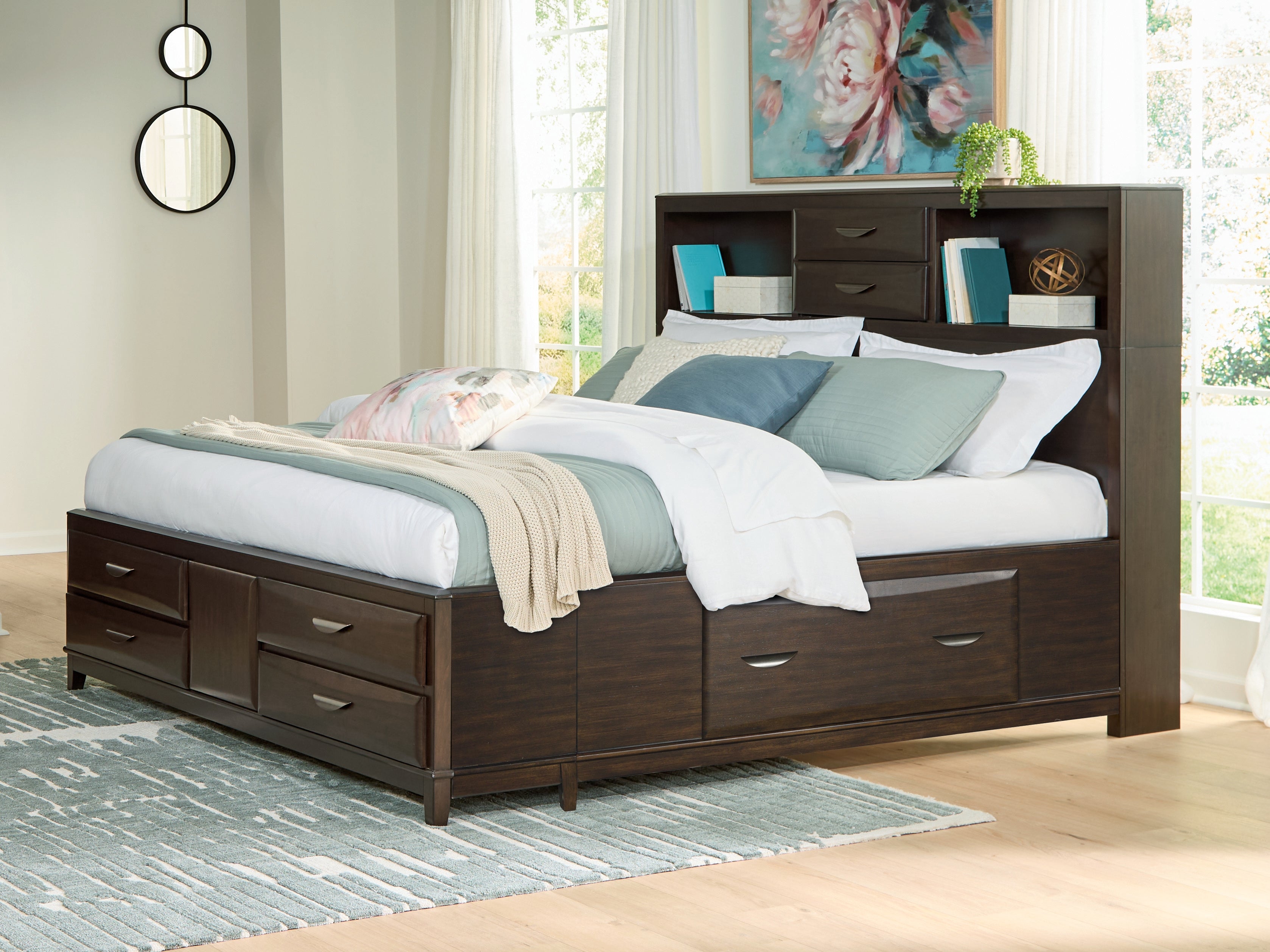 Warmstead Furniture - Ashley Furniture - Vanmore Bedroom - California King Storage Bed / Dark Brown - B479B7