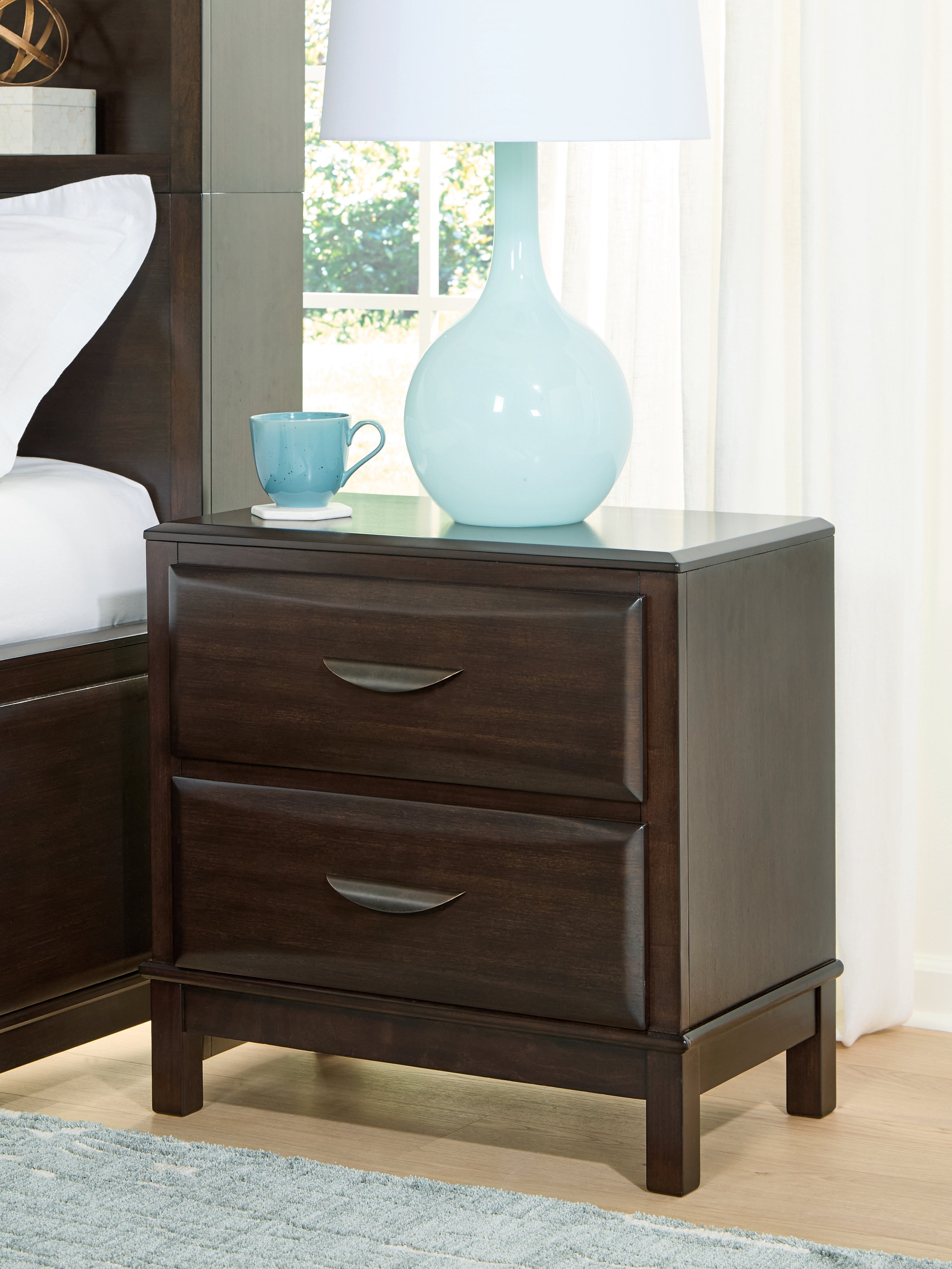 Warmstead Furniture - Ashley Furniture - Vanmore Bedroom - Two Drawer Night Stand / Dark Brown - B479-92