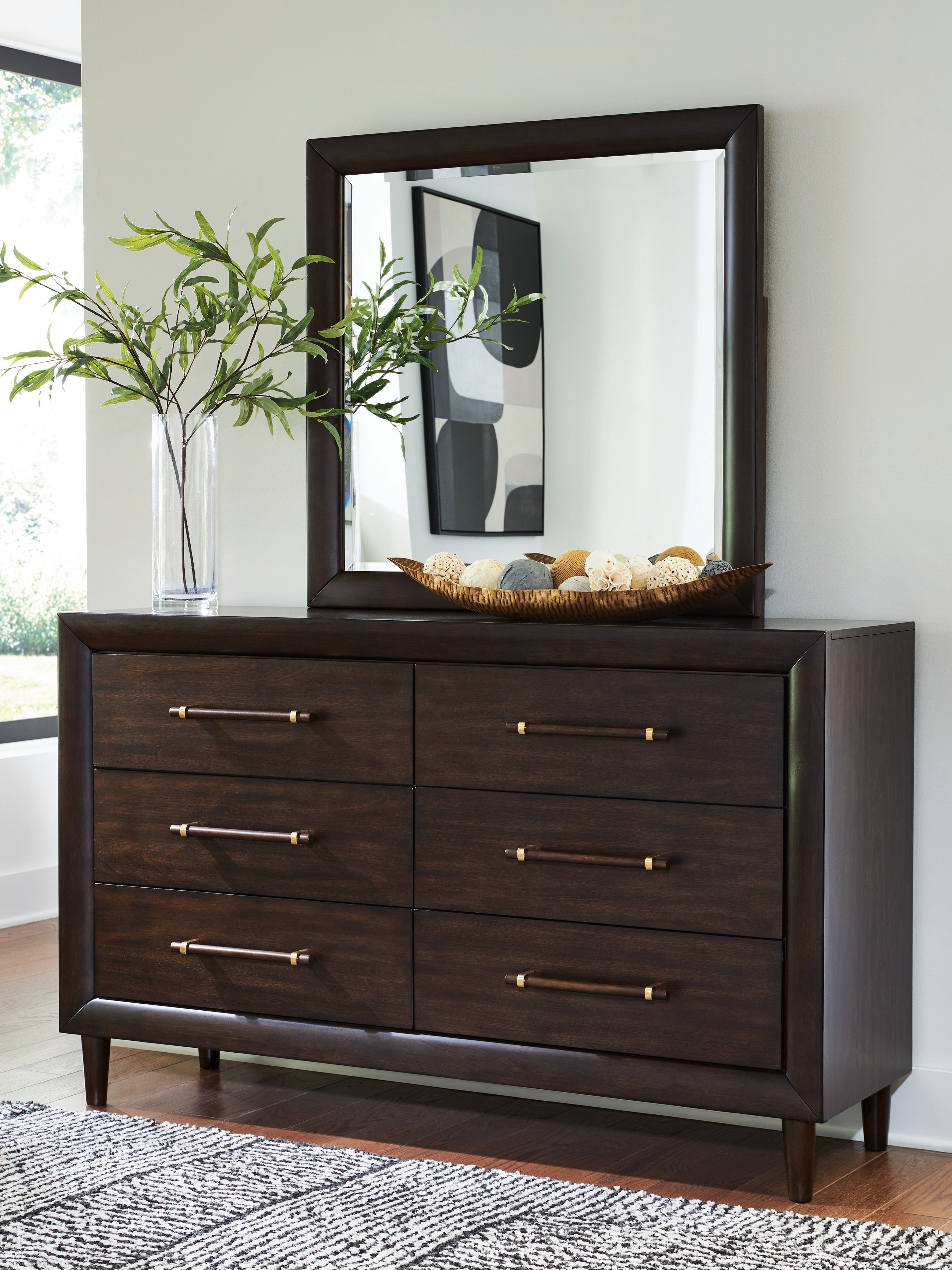 Warmstead Furniture - Ashley Furniture - Dantenton Bedroom - Dresser and Mirror / Merlot - B611B1