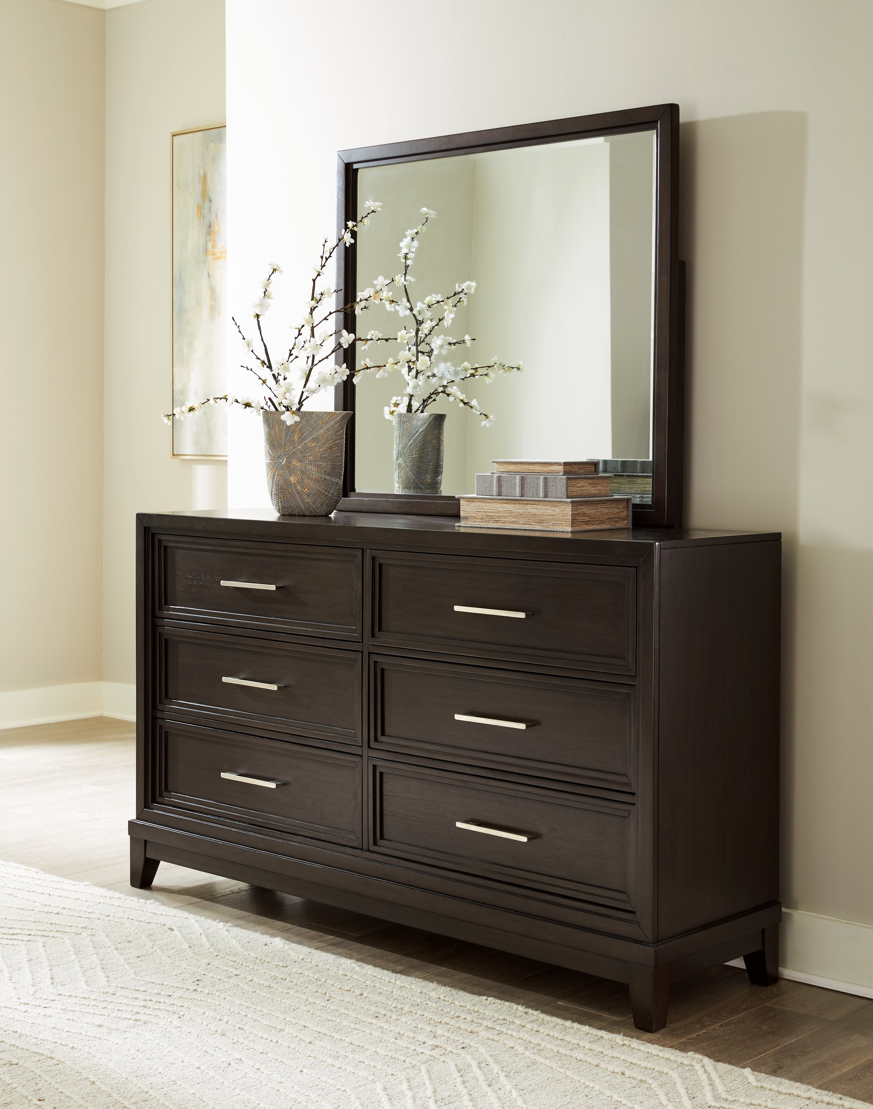 Warmstead Furniture - Ashley Furniture - Neymorton Bedroom - Dresser and Mirror / Dark Grayish Brown - B618B1
