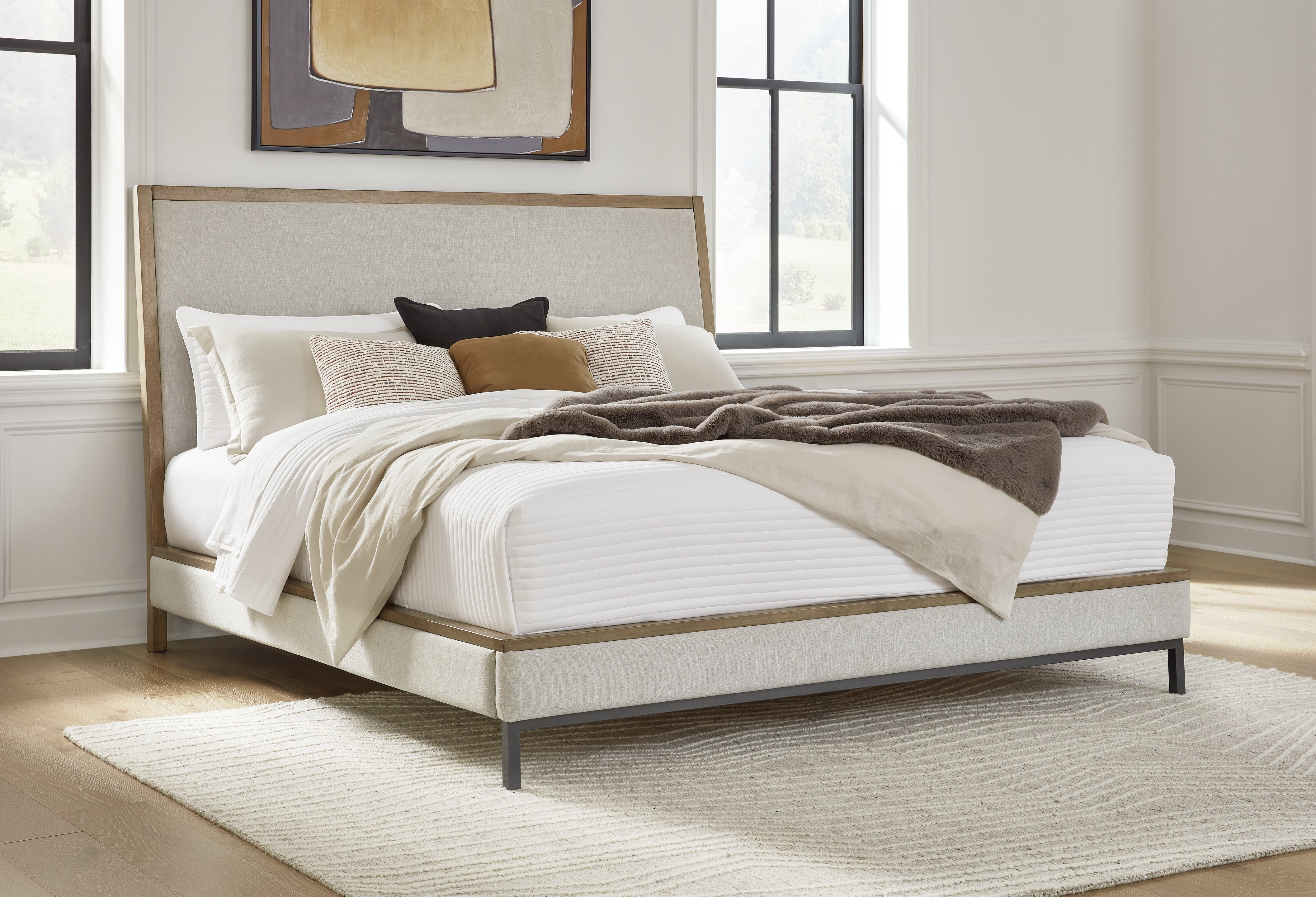 Warmstead Furniture - Ashley Furniture - Tomtyn Bedroom - California King Upholstered Bed / Light Brown - B622B5