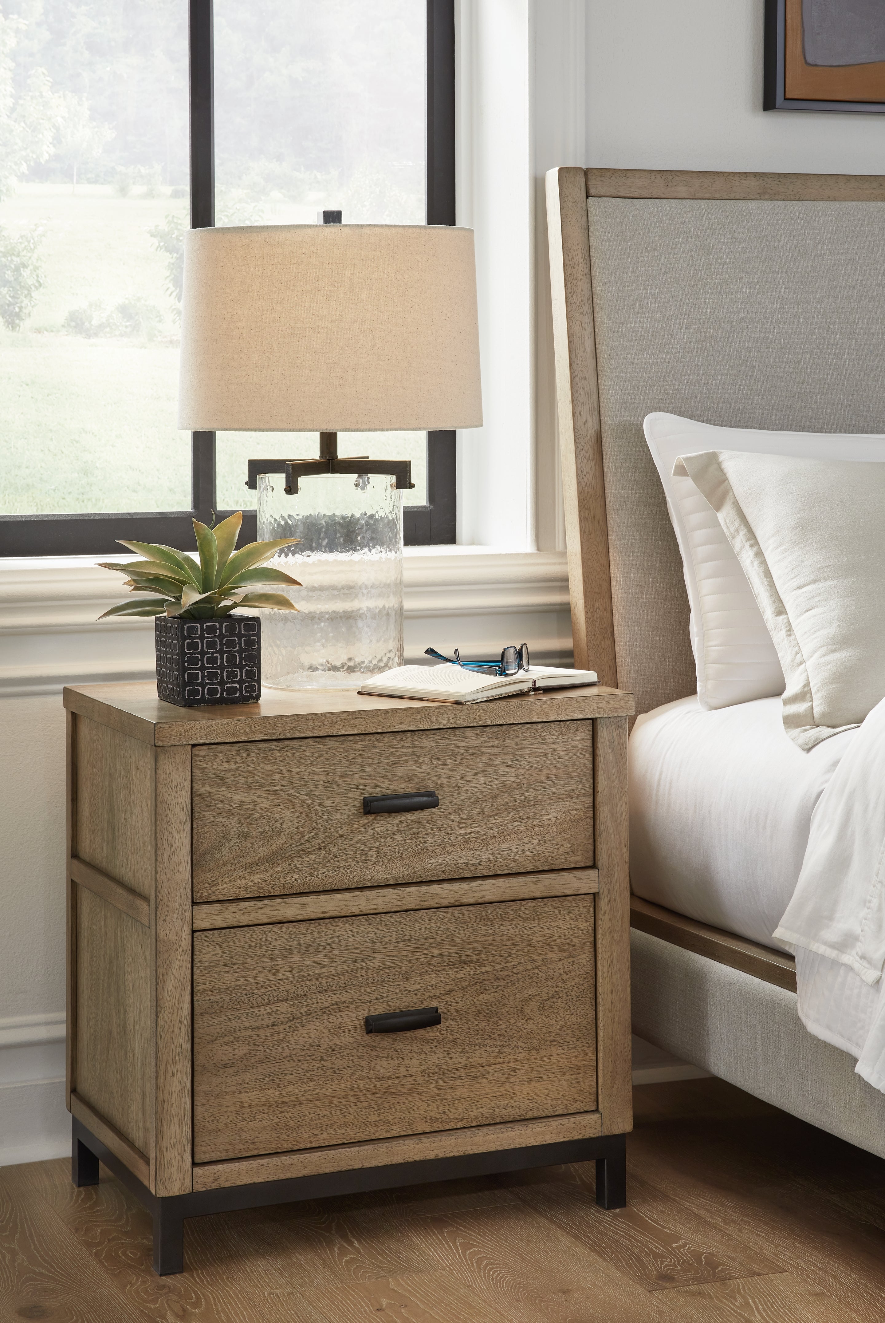 Warmstead Furniture - Ashley Furniture - Tomtyn Bedroom - Two Drawer Night Stand / Light Brown - B622-92