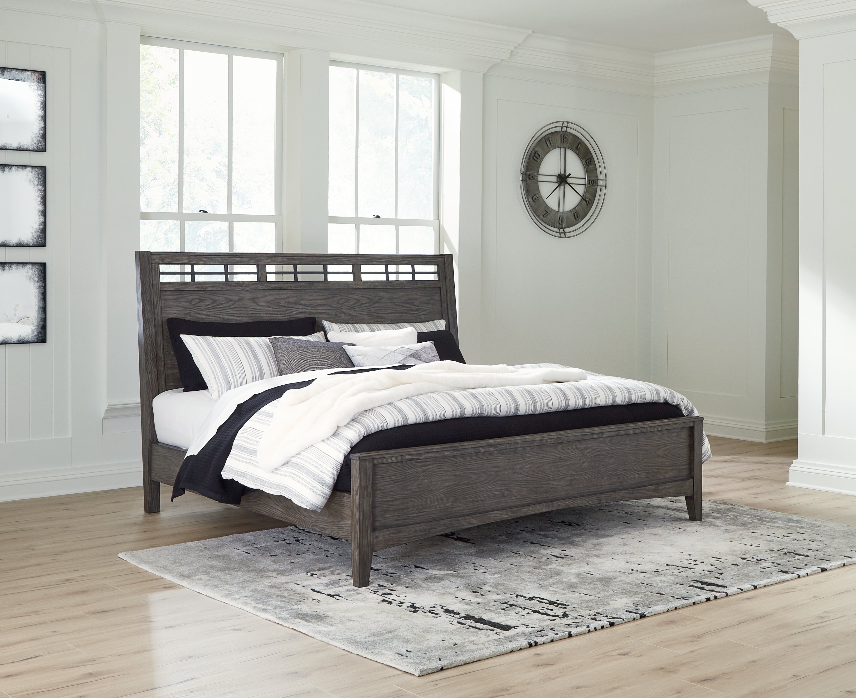 Warmstead Furniture - Ashley Furniture - Montillan Bedroom - King Panel Bed / Grayish Brown - B651B4