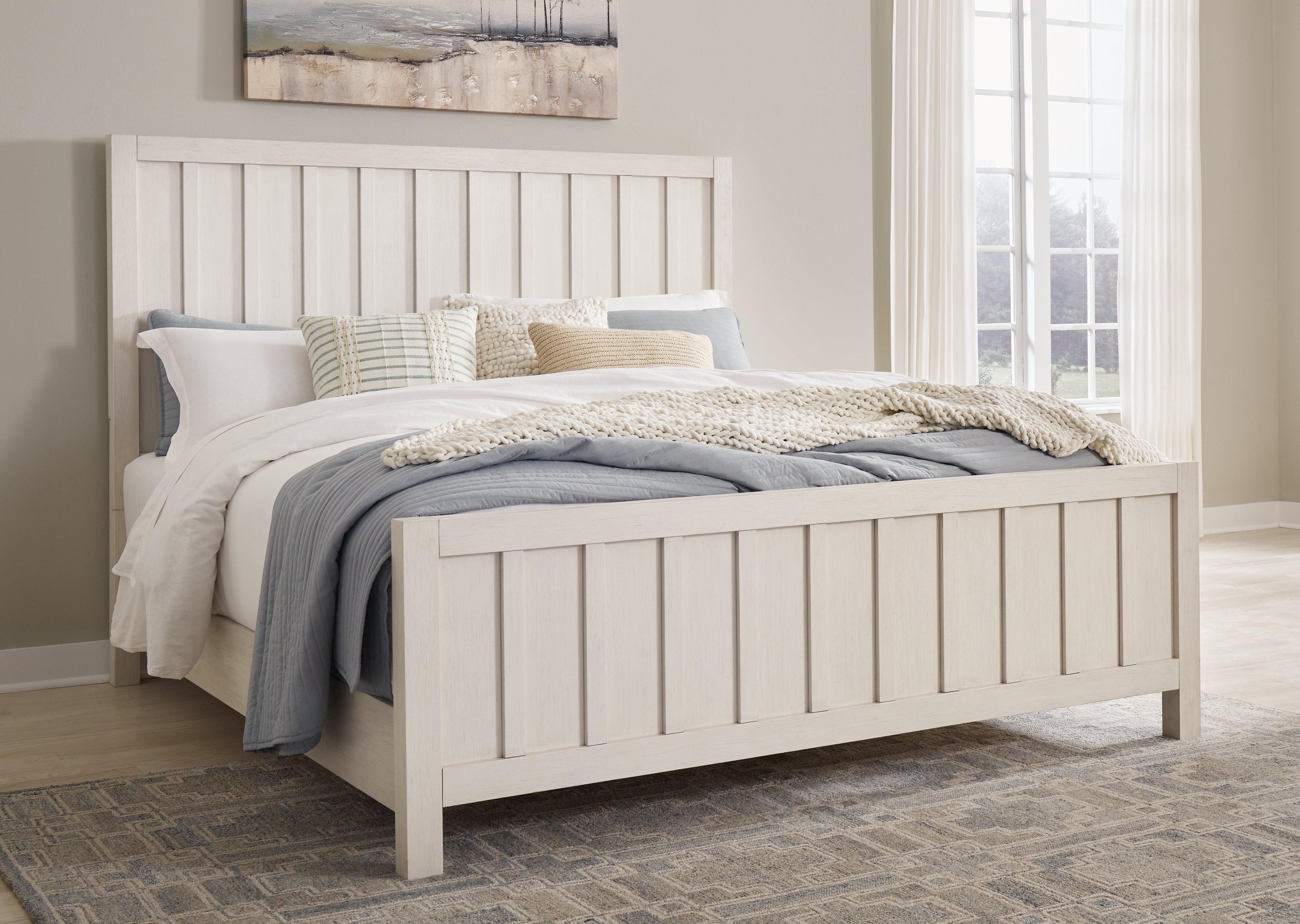 Warmstead Furniture - Ashley Furniture - Shaybrock Bedroom - California King Panel Bed / Antique White - B683B7