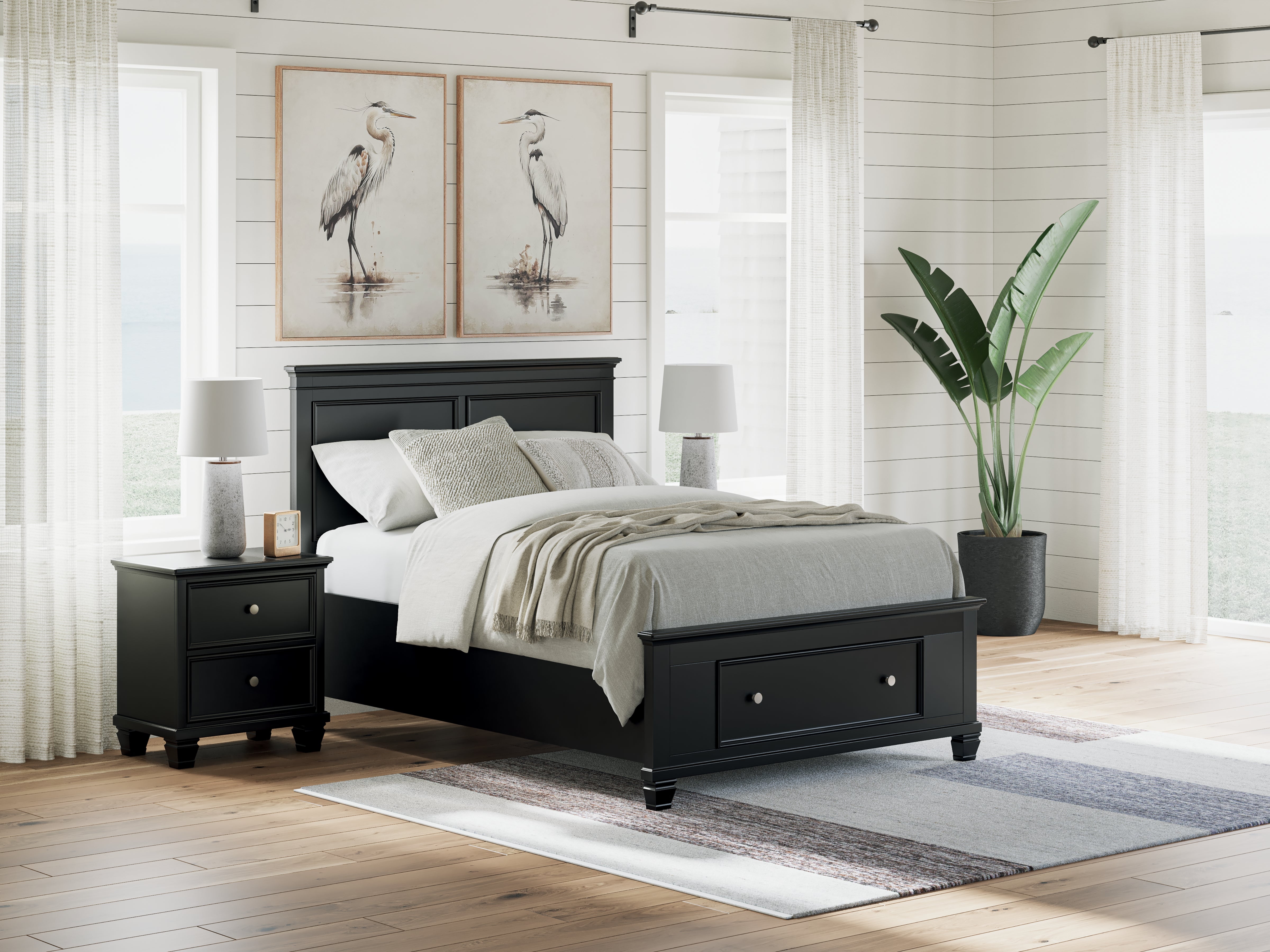 Warmstead Furniture - Ashley Furniture - Lanolee Bedroom - Full Panel Storage Bed / Black - B687B22