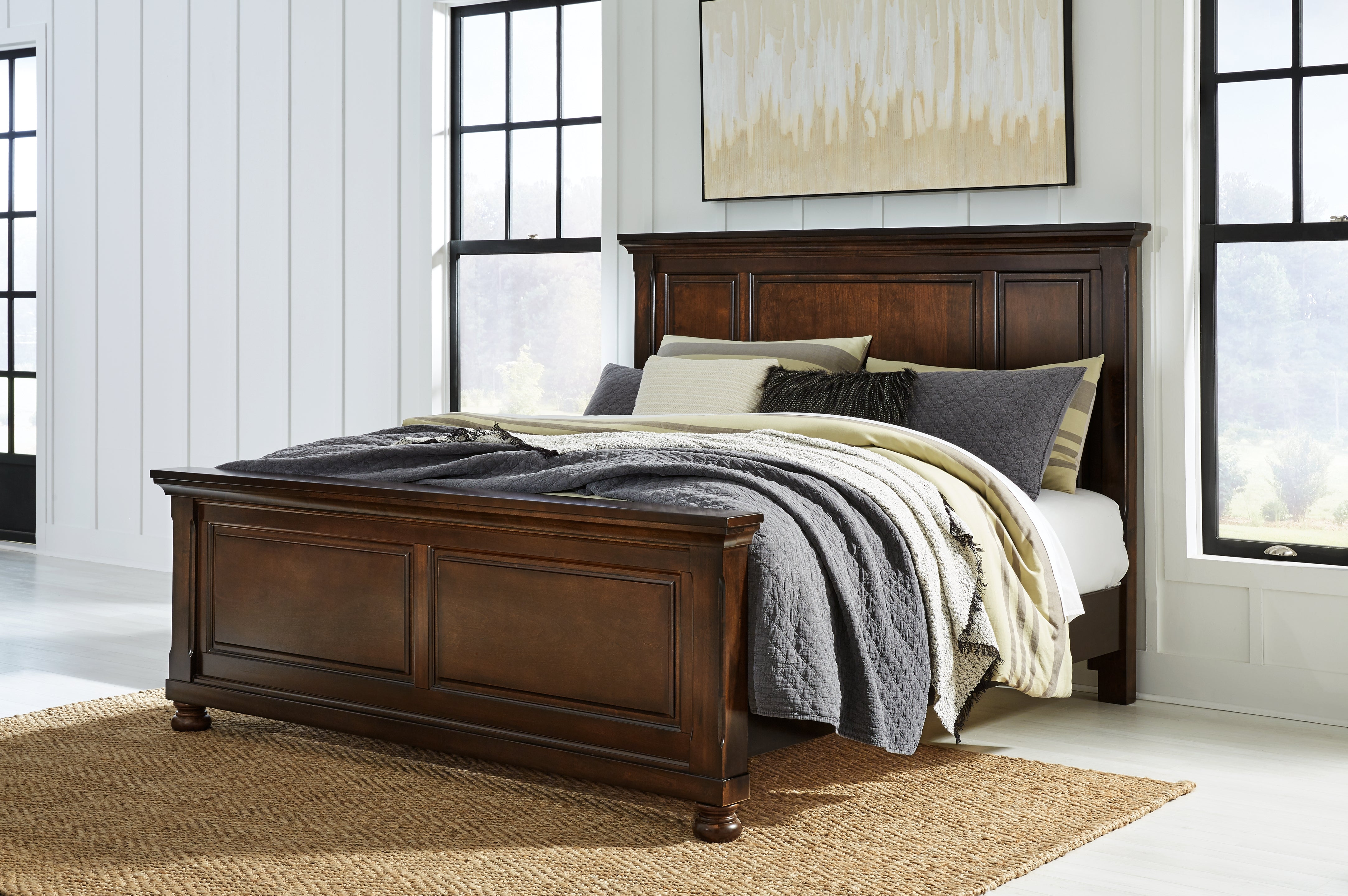 Warmstead Furniture - Ashley Furniture - Porter Bedroom - King Panel Bed / Rustic Brown - B697B11