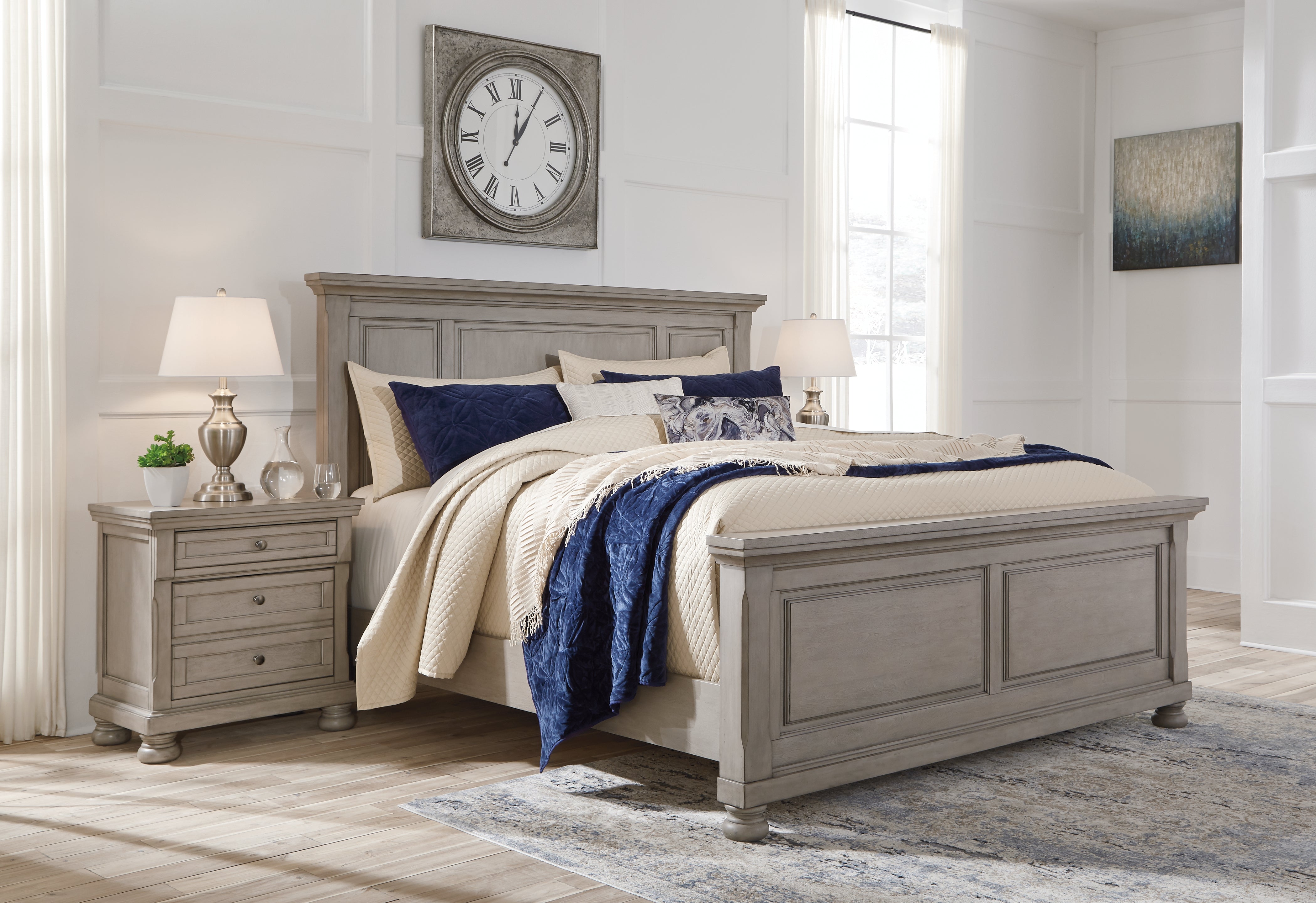 Warmstead Furniture - Ashley Furniture - Lettner Bedroom - California King Panel Bed / Light Gray - B733B7