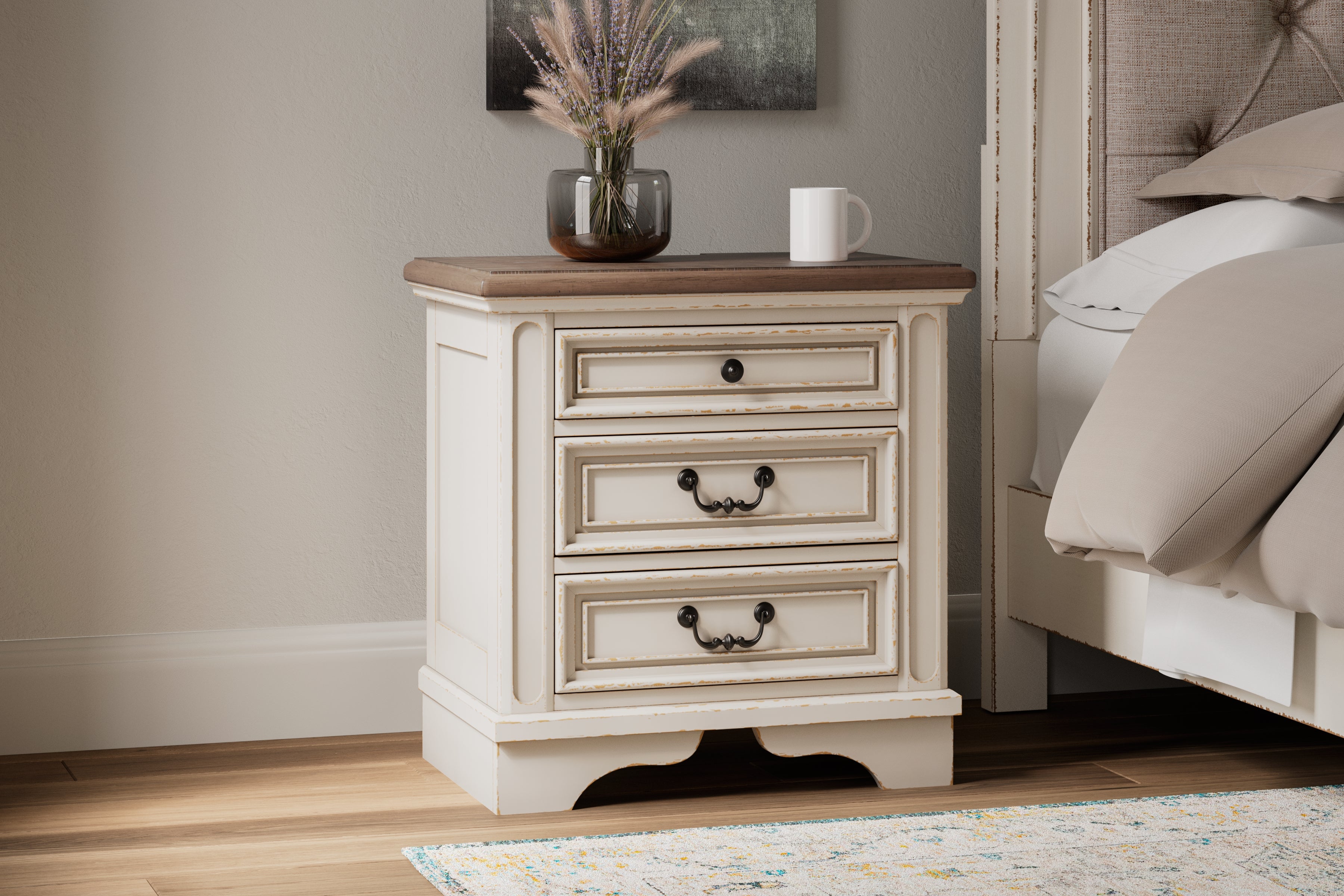Warmstead Furniture - Ashley Furniture - Realyn Bedroom - Three Drawer Night Stand / Two-tone - B743-93