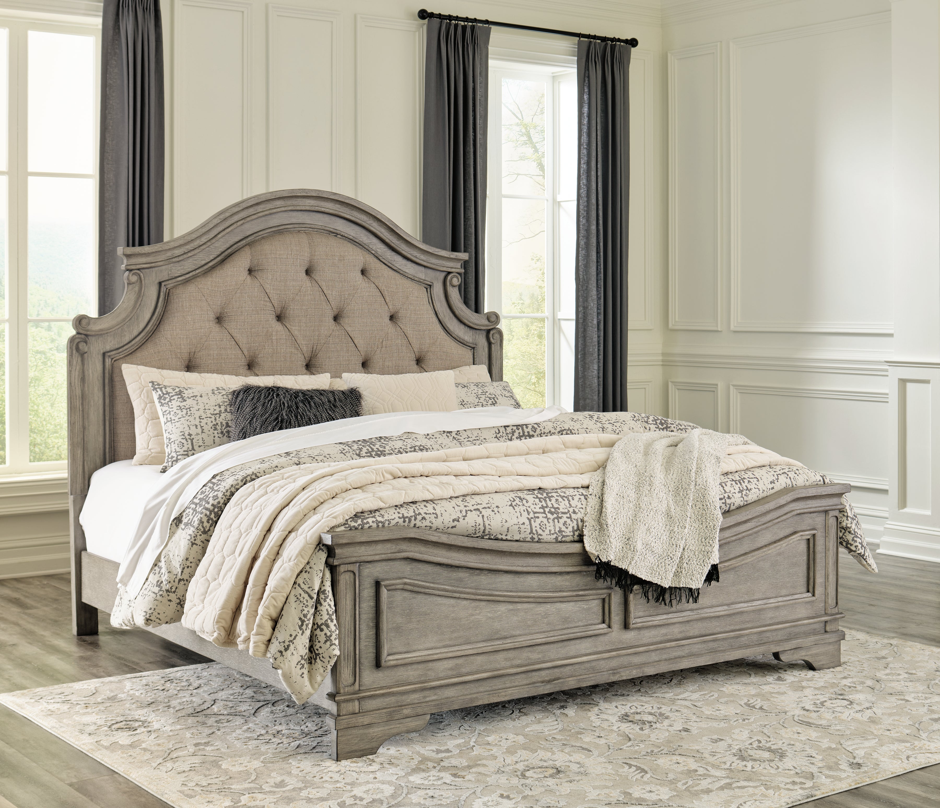 Warmstead Furniture - Ashley Furniture - Lodenbay Bedroom - King Panel Bed / Antique Gray - B751B4