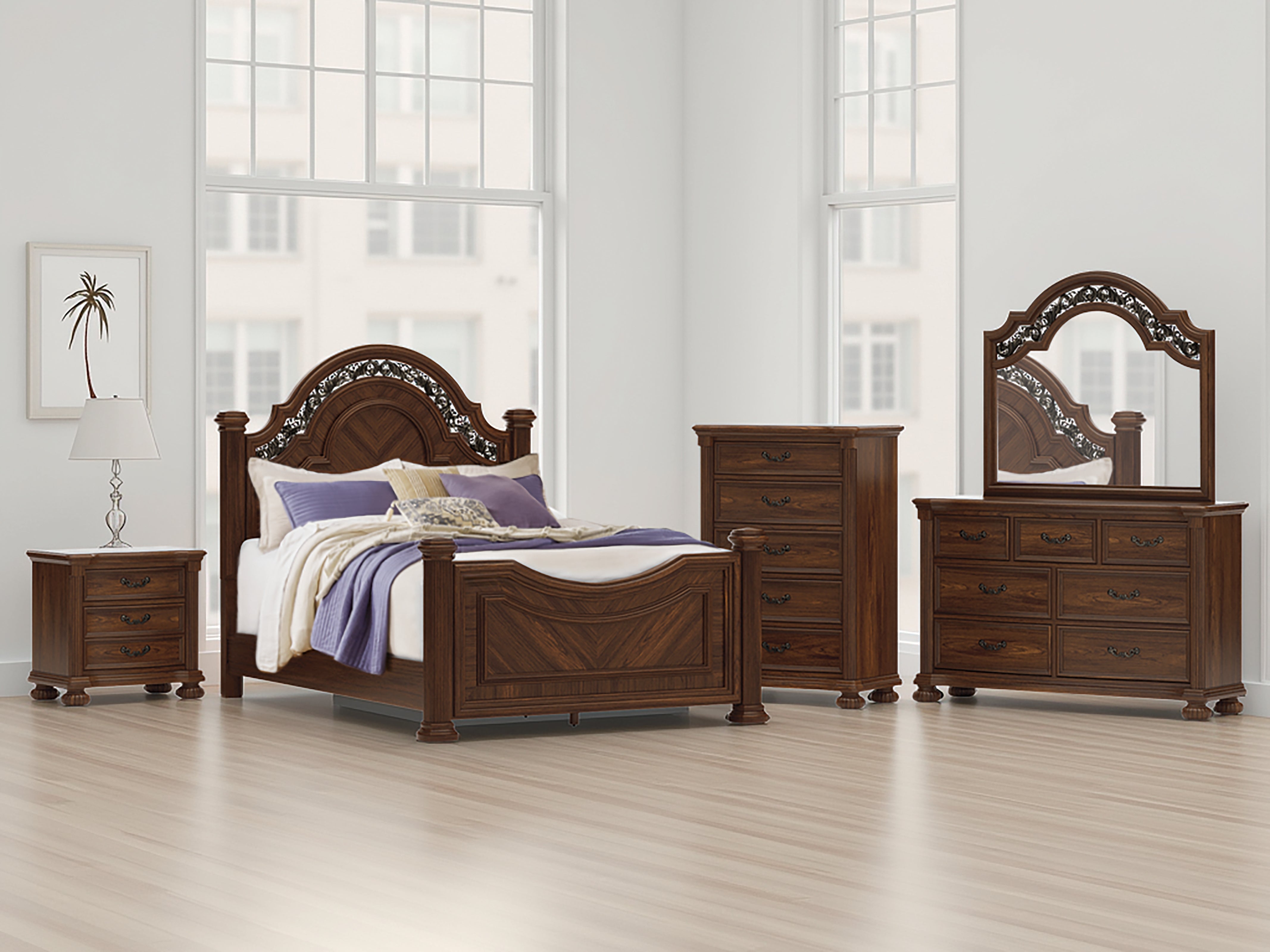 Warmstead Furniture - Ashley Furniture - Lavinton Bedroom - Queen Poster Bed / Brown - B764B5