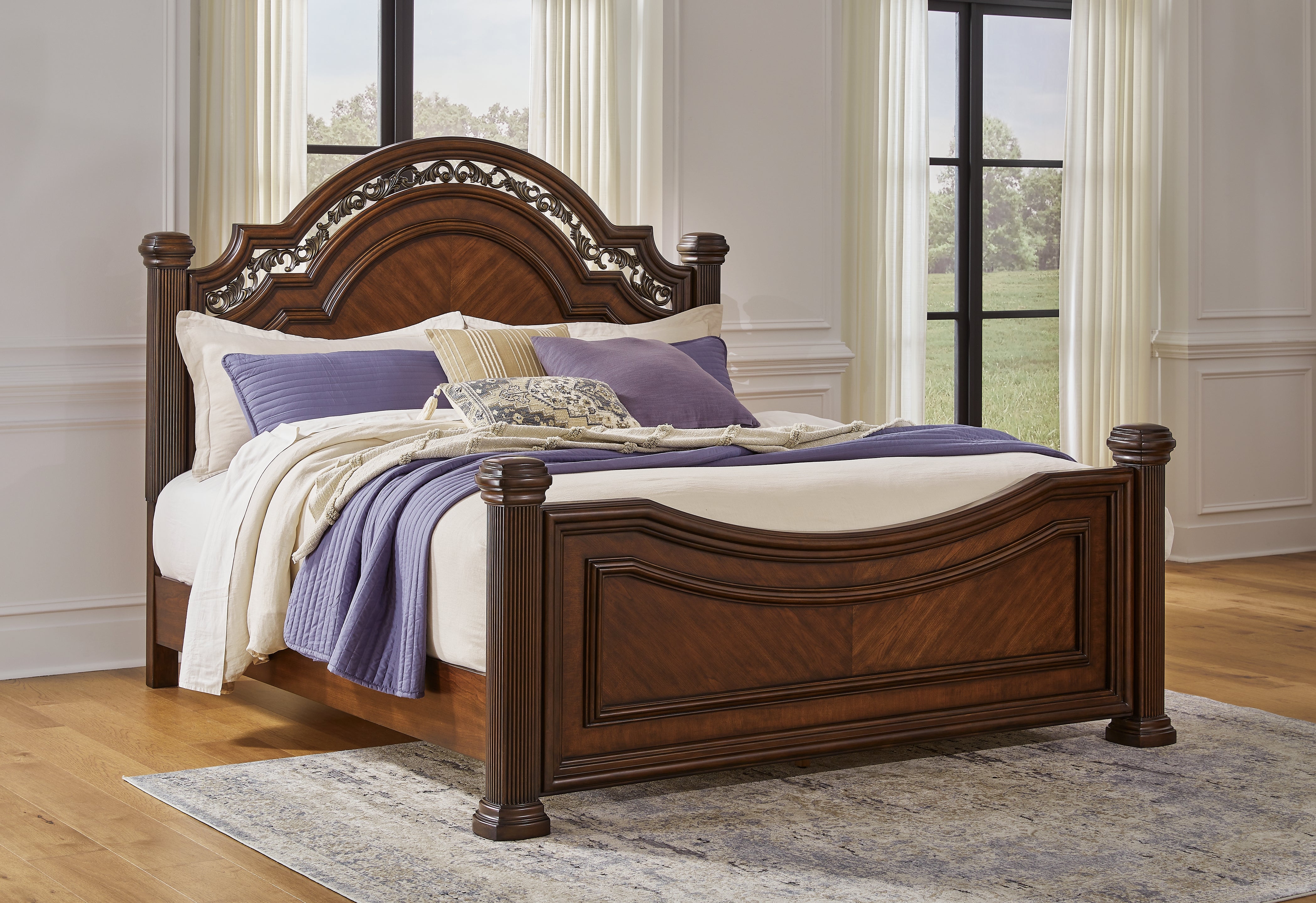 Warmstead Furniture - Ashley Furniture - Lavinton Bedroom - King Poster Bed / Brown - B764B9