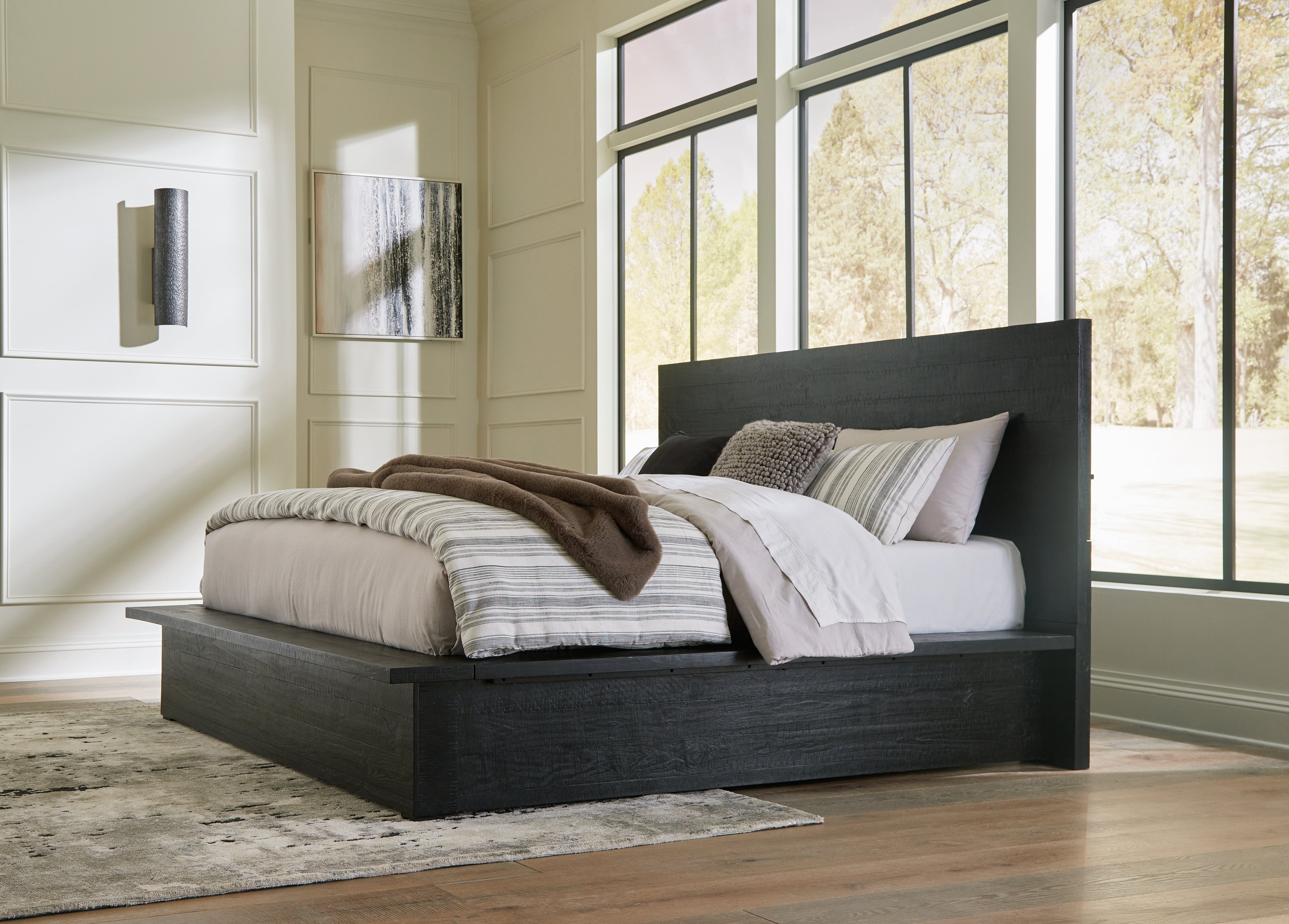 Warmstead Furniture - Ashley Furniture - Londer Bedroom - California King Panel Bed / Black - B768B5