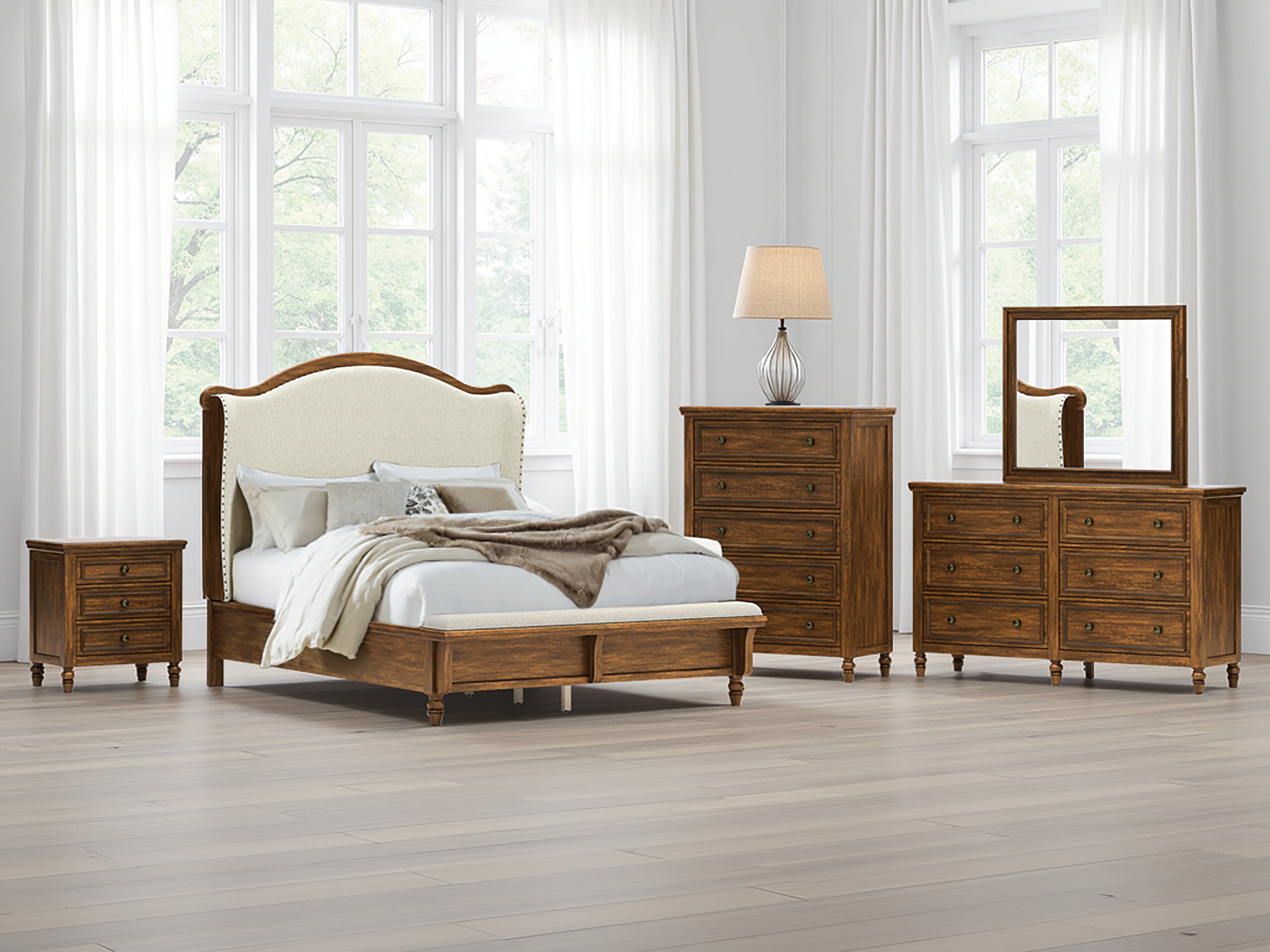 Warmstead Furniture - Ashley Furniture - Sturlayne Bedroom - Queen Upholstered Panel Bed / Brown - B787B2