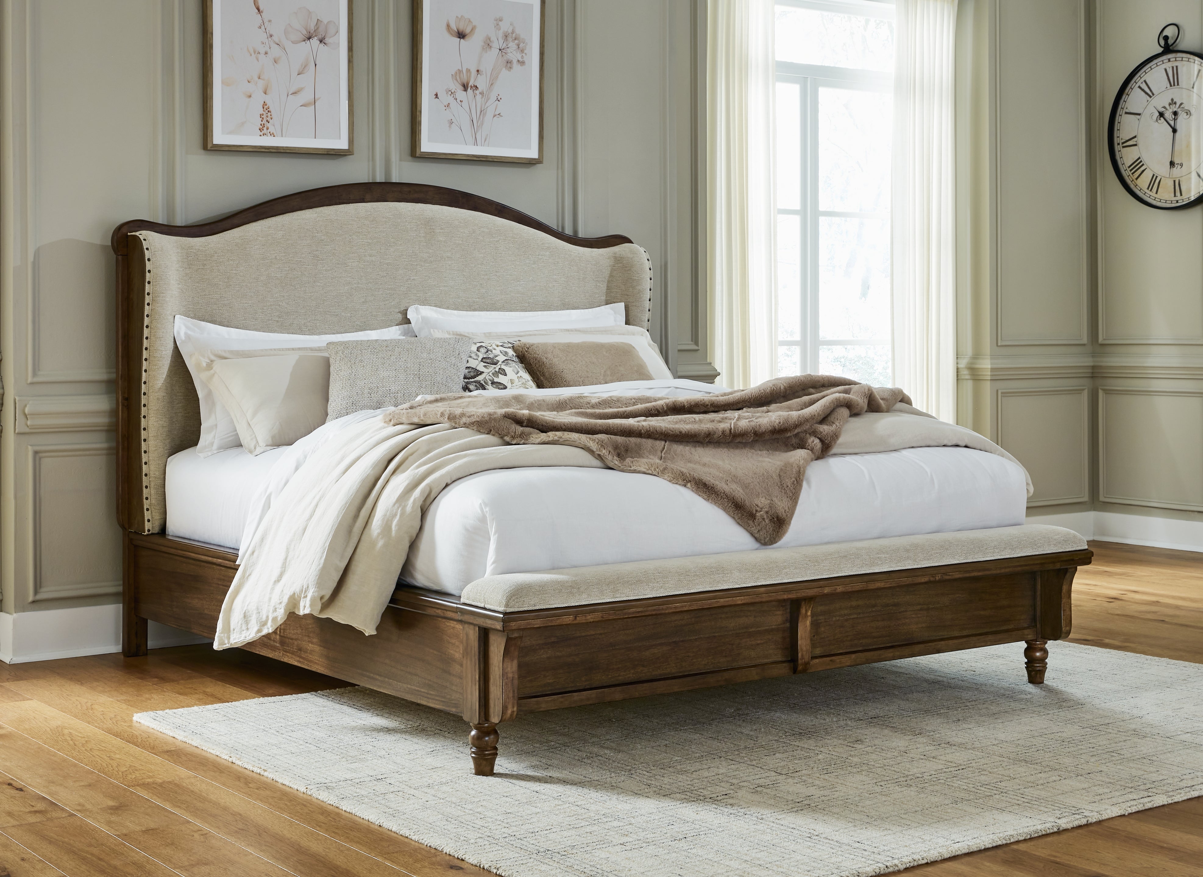 Warmstead Furniture - Ashley Furniture - Sturlayne Bedroom - California King Upholstered Panel Bed / Brown - B787B5