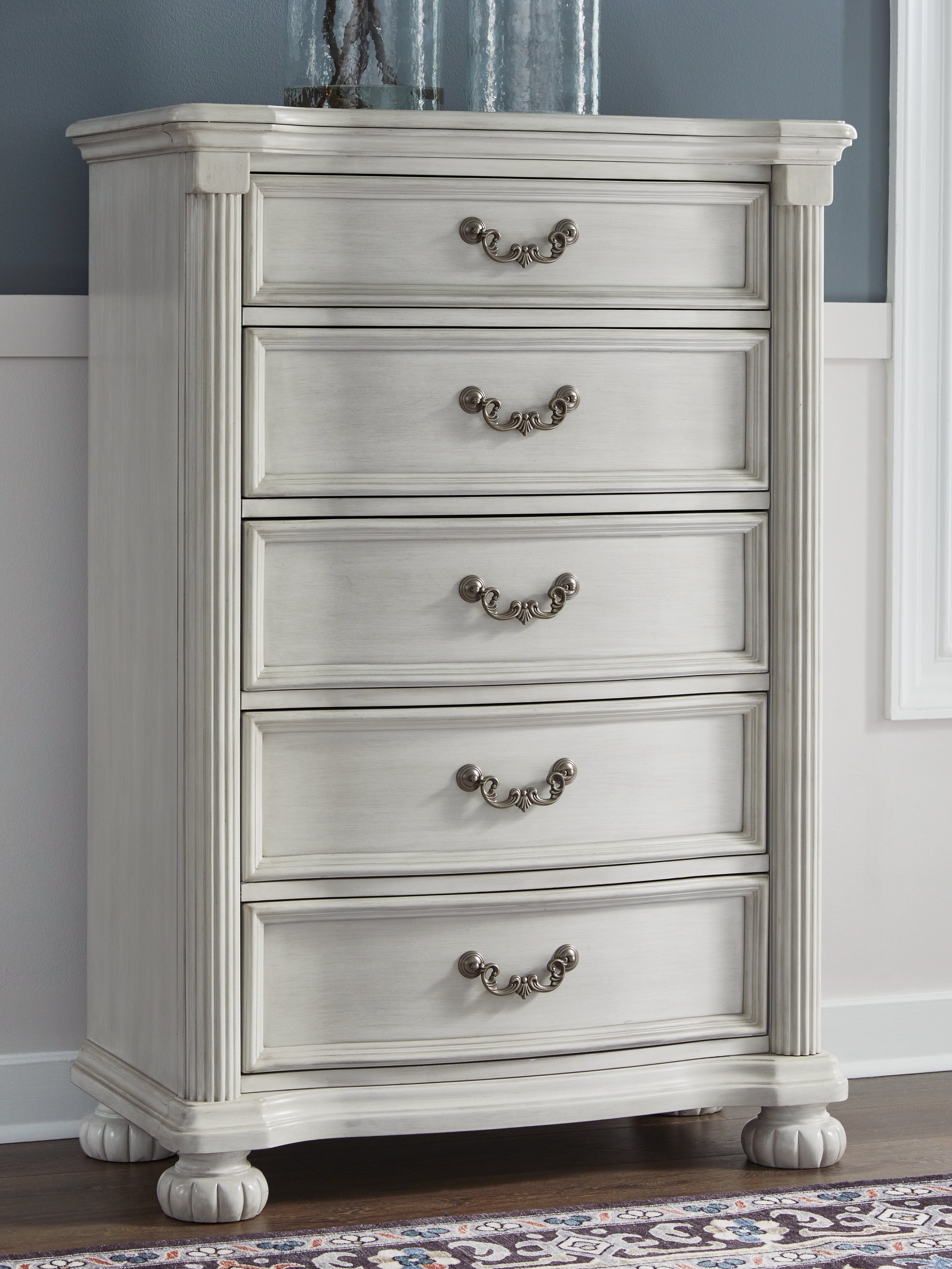 Warmstead Furniture - Ashley Furniture - Montelaine Bedroom - Five Drawer Chest / Antique White - B795-46