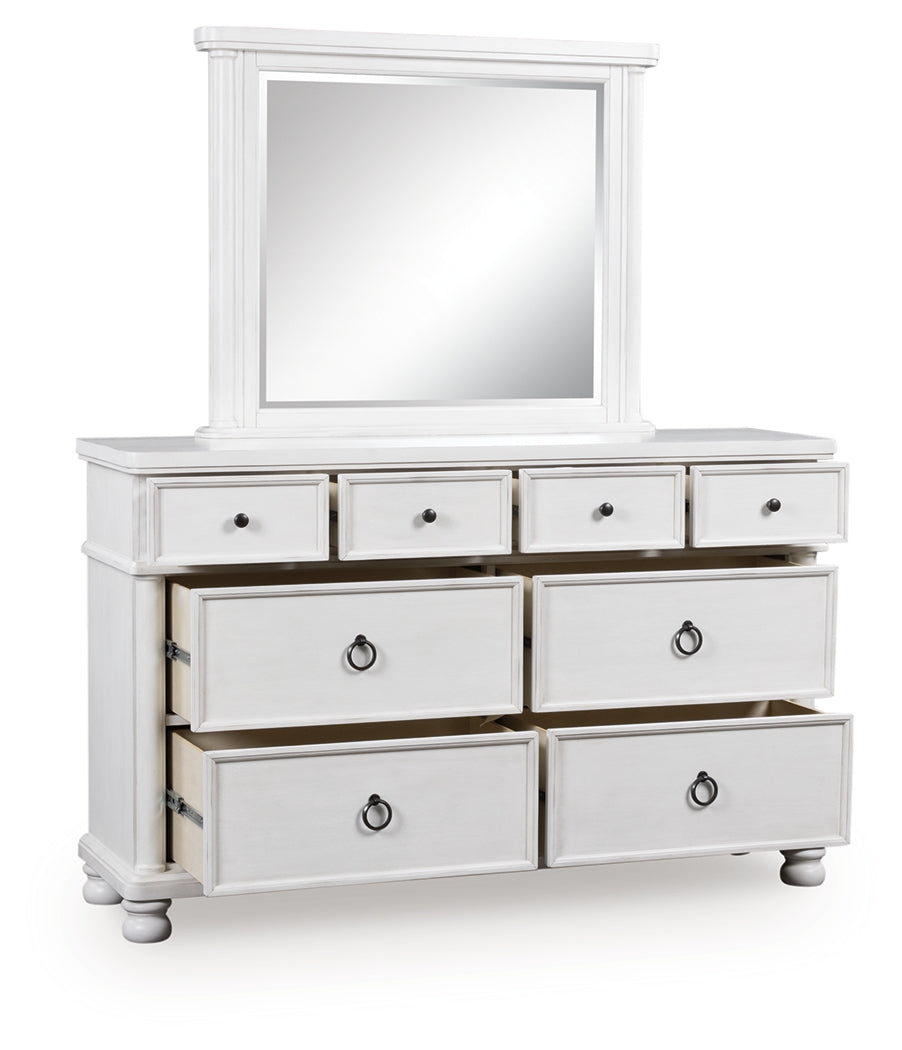 Warmstead Furniture - Ashley Furniture - Rowlenstown Bedroom - Dresser and Mirror / Antique White - PCB823B1
