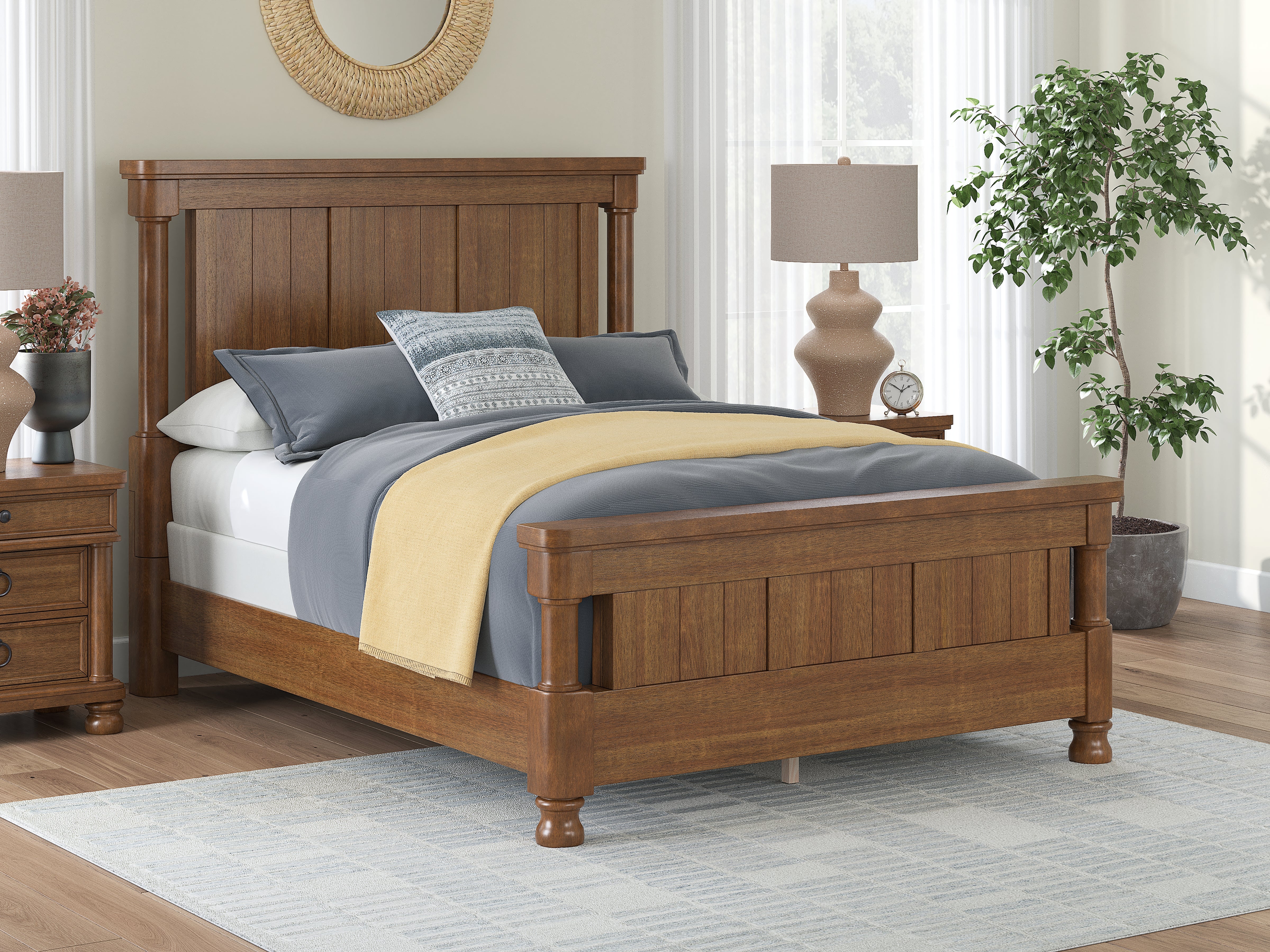 Warmstead Furniture - Ashley Furniture - Rowlenstown Bedroom - Queen Poster Bed / Brown - PCB824B2