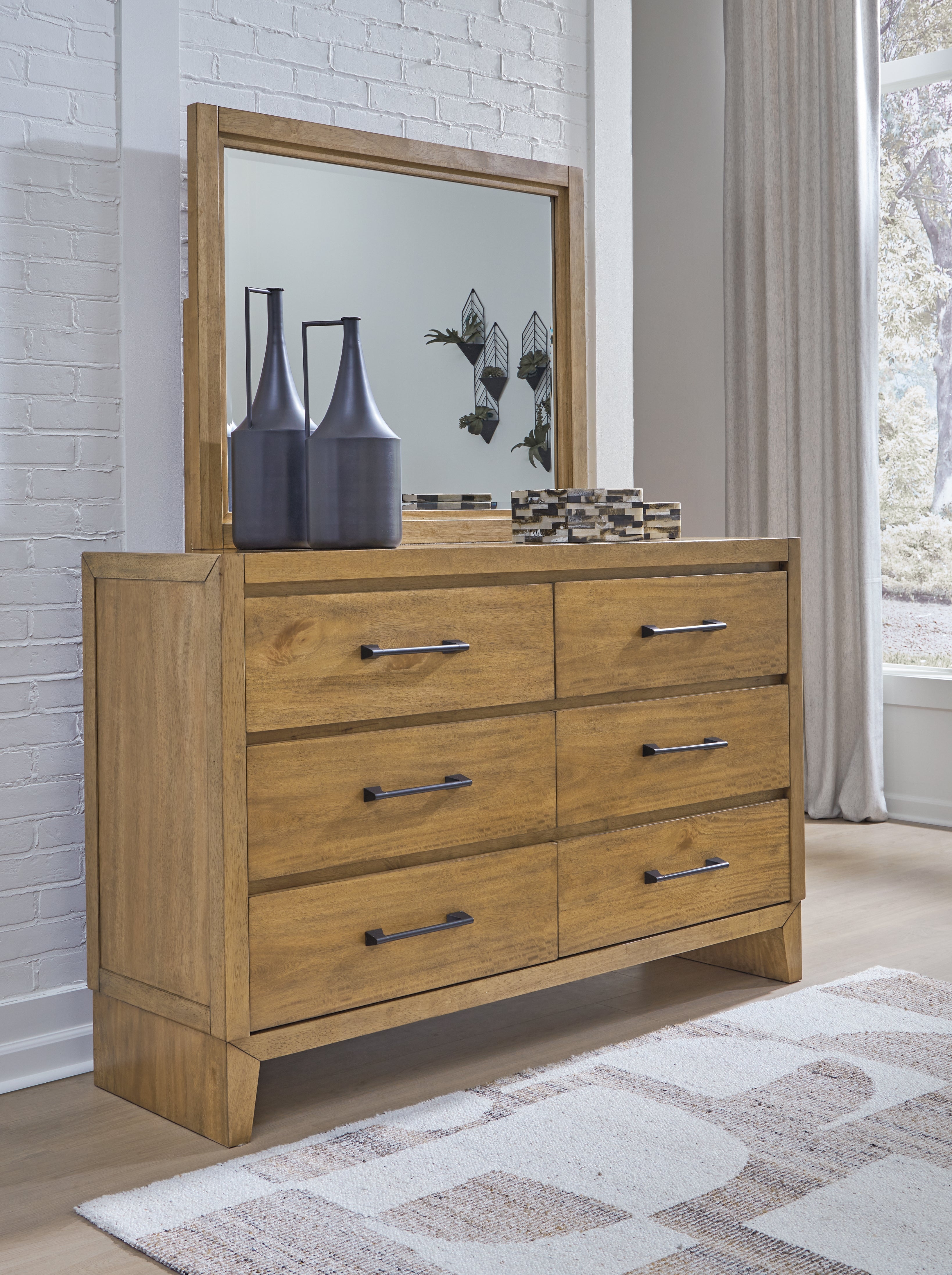 Warmstead Furniture - Ashley Furniture - Sherbana Bedroom - Dresser and Mirror / Light Brown - B833B1
