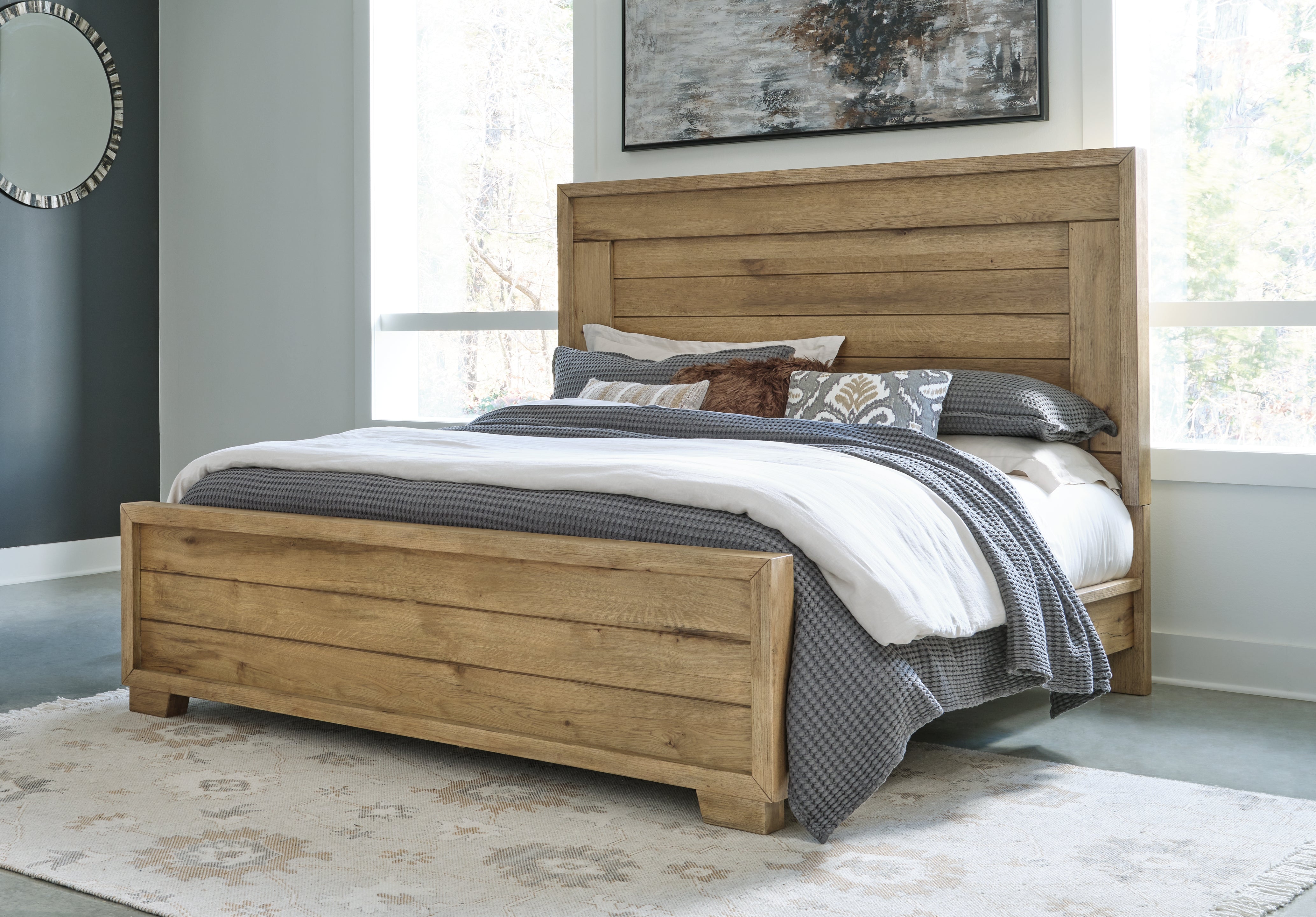 Warmstead Furniture - Ashley Furniture - Galliden Bedroom - California King Panel Bed / Light Brown - B841B5