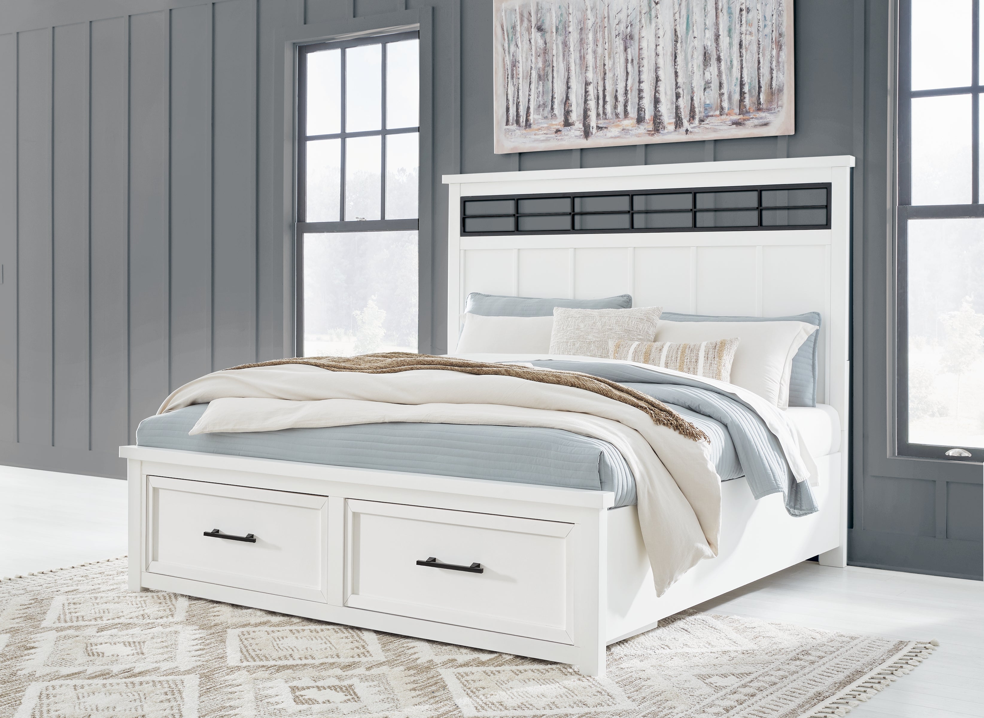 Warmstead Furniture - Ashley Furniture - Ashbryn Bedroom - California King Panel Storage Bed / White/Natural - B844B5